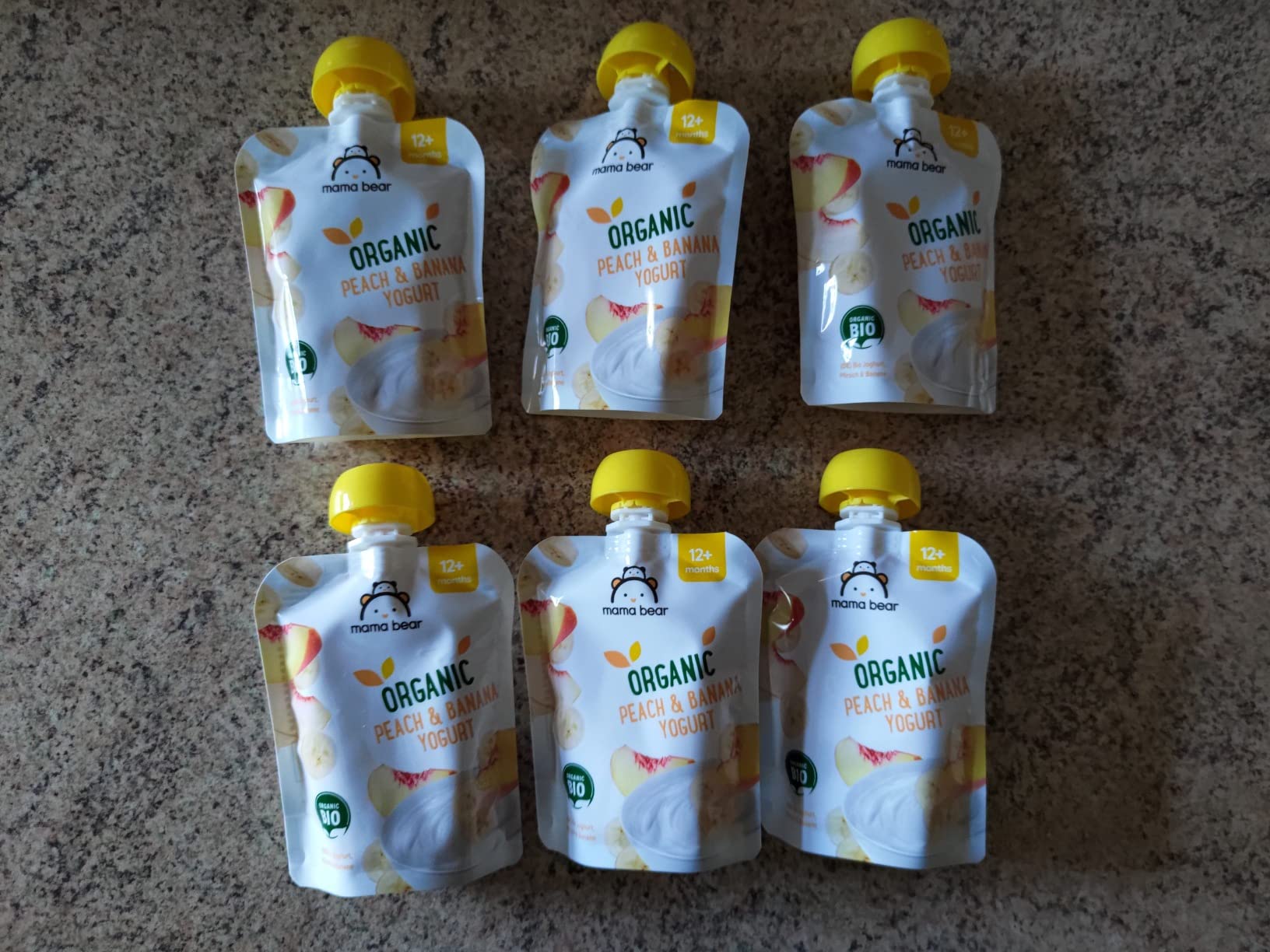 Mama Bear yogurt bio pesca banana 6 pouch x 90 g vegetariano