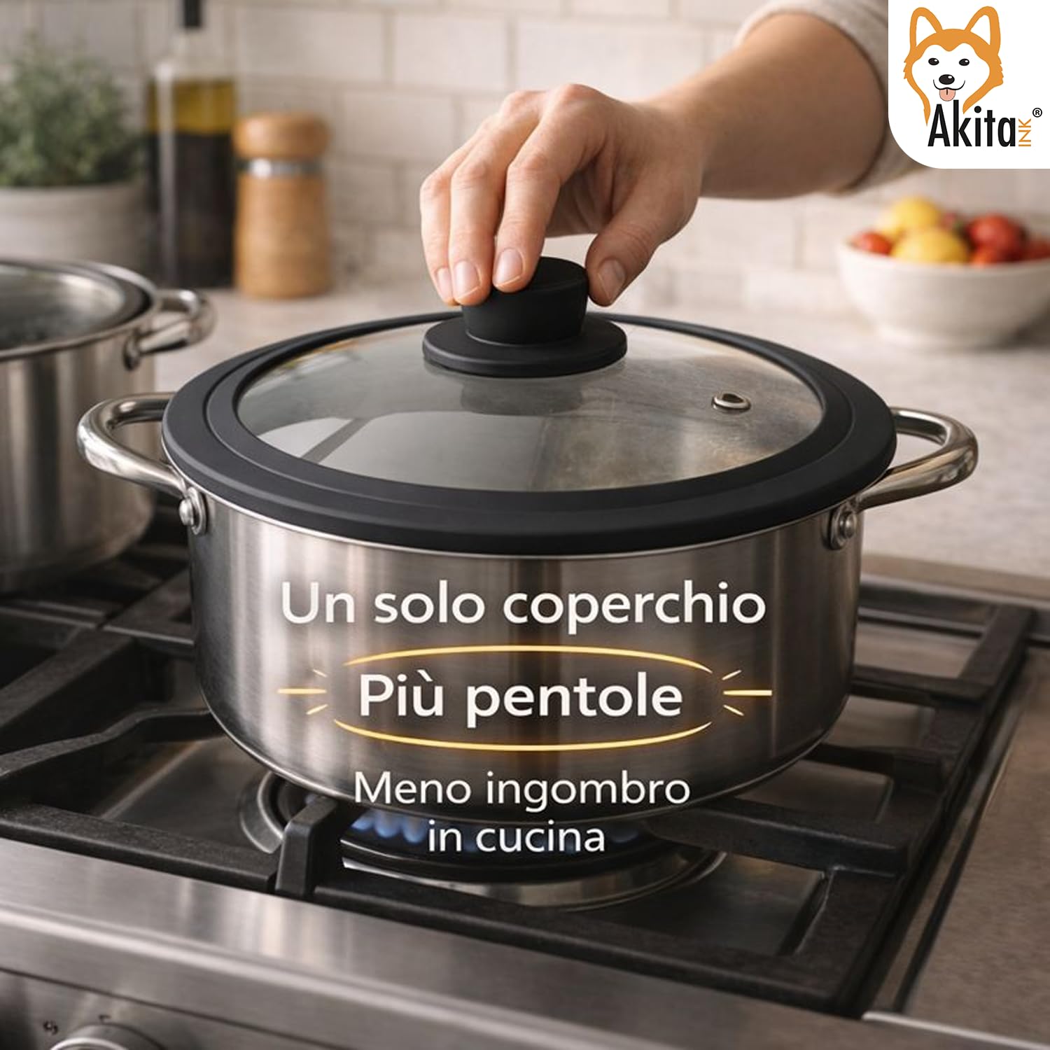 Akitaink Universale coperchio vetro silicone 22-24-26 cm resistente calore