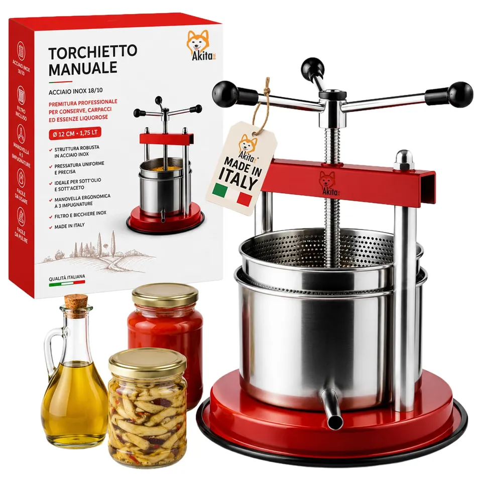 Akitaink Torchietto Manuale 12 cm Pressa 1,75 L Inox