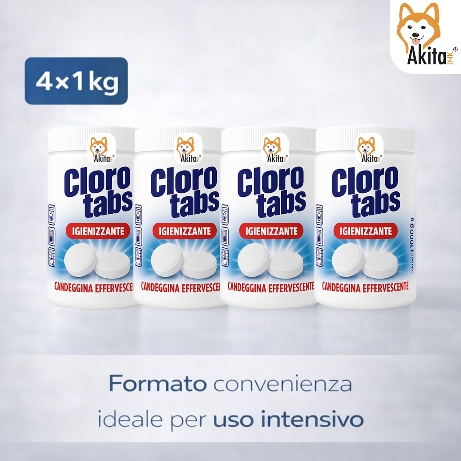 Akitaink Cloro Tabs pastiglie candeggina 4 kg cloro attivo