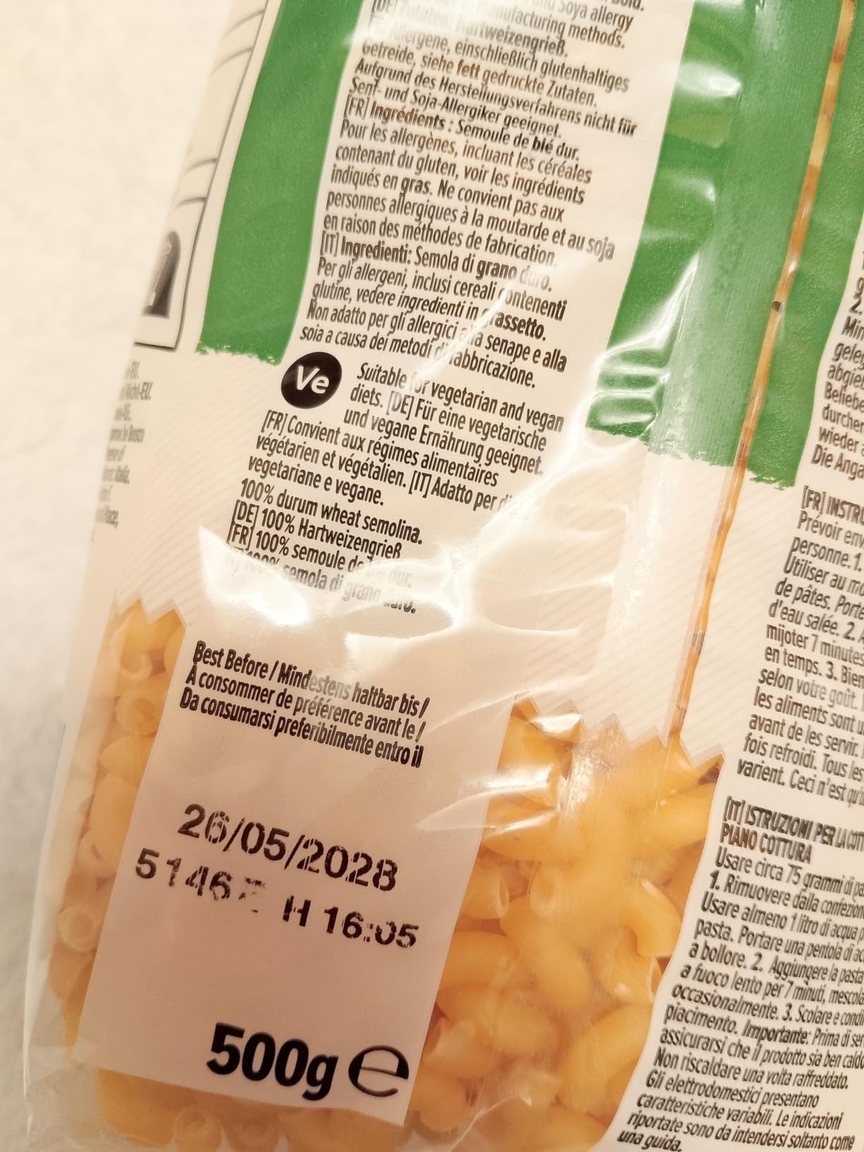by Amazon Maccheroncini pasta grano duro 500g italiana