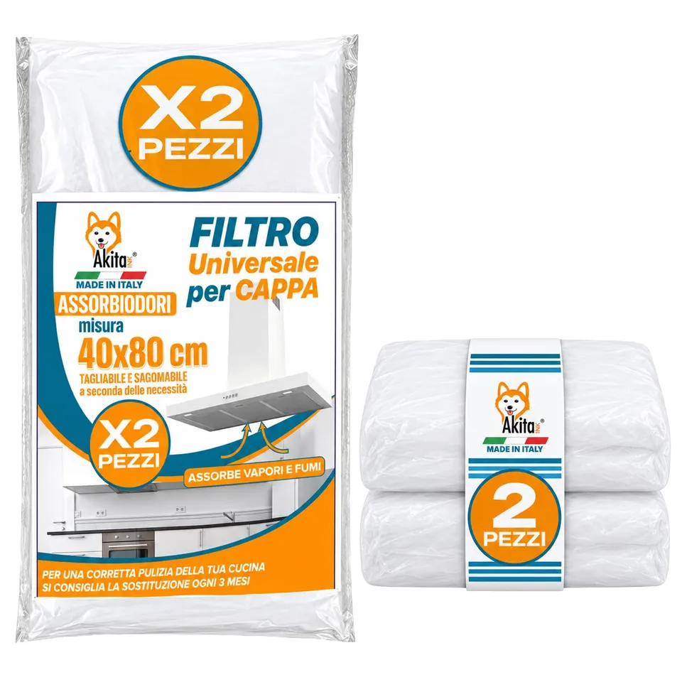 Akitaink filtro cappa cucina ritagliabile 40x80 cm 2 pezzi