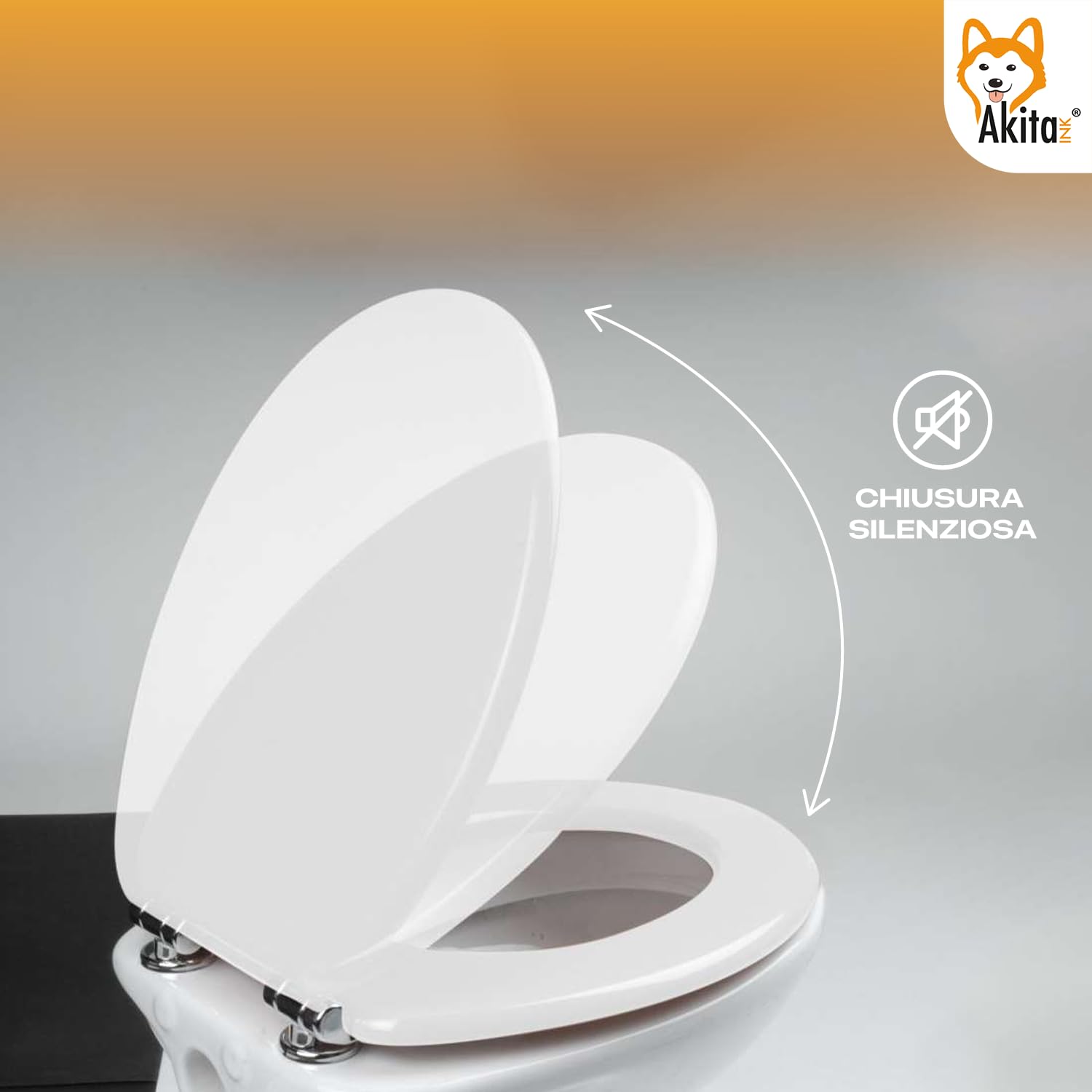 Akitaink copriwater soft close legno bianco universale