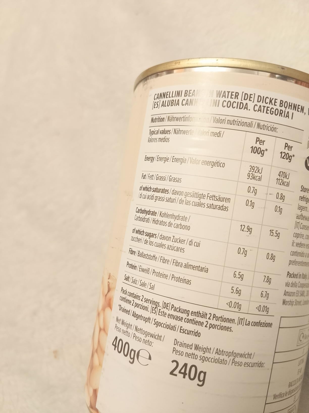 by Amazon Fagioli Cannellini in Acqua 400g vegani