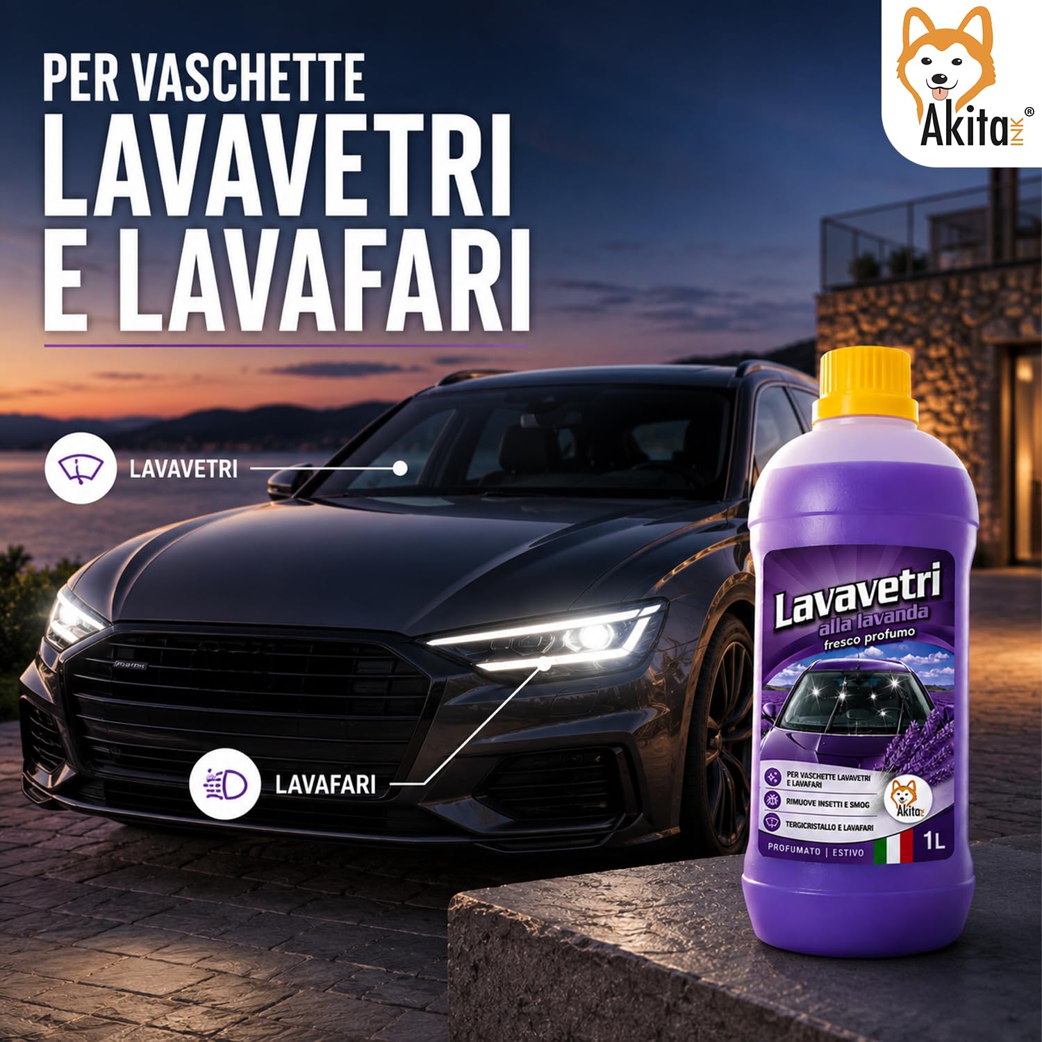 Akitaink Lavavetri Auto Estivo Concentrato 1 L Lavanda