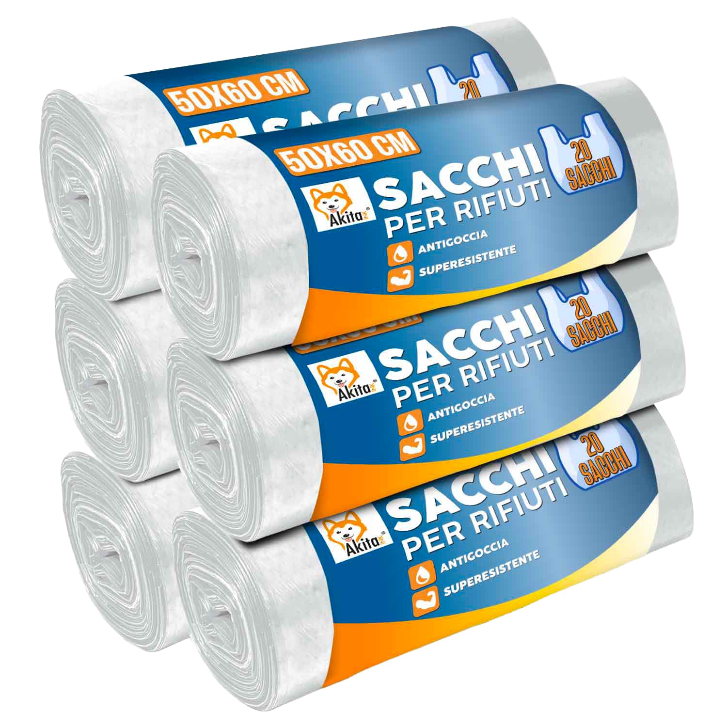 Akitaink Sacchi Spazzatura Trasparenti 30 L Resistenti