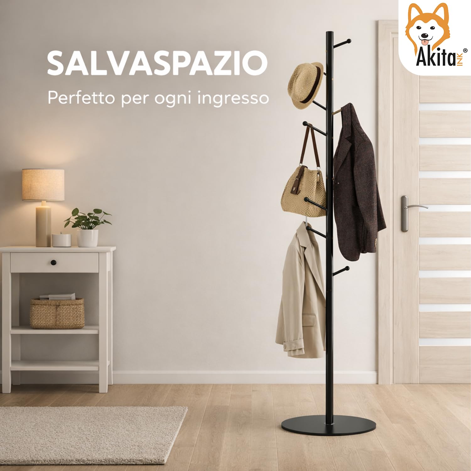 Akitaink appendiabiti terra albero nero 8 ganci h175