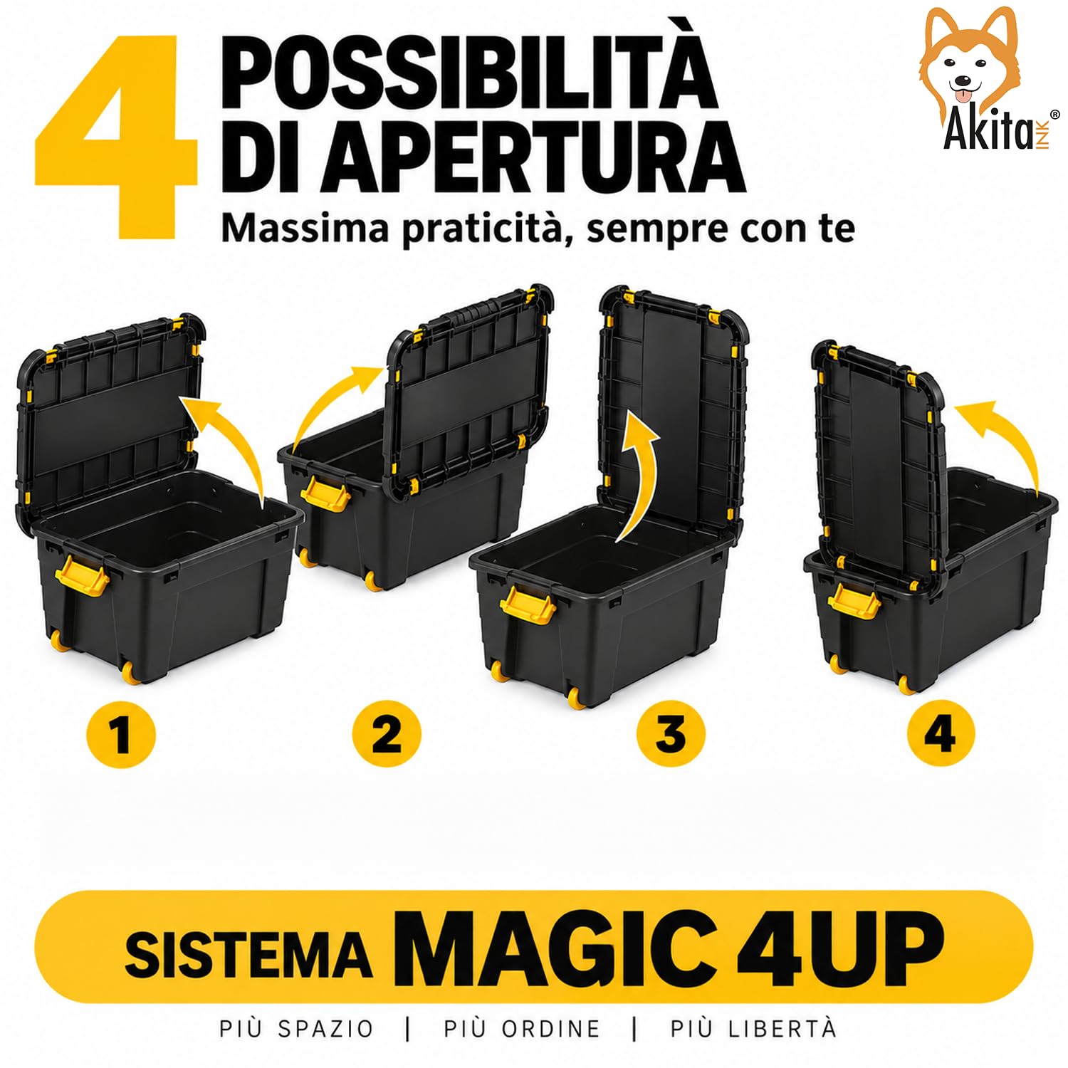 Akitaink Magic4Up box contenitore 60 L nero 1 pezzo