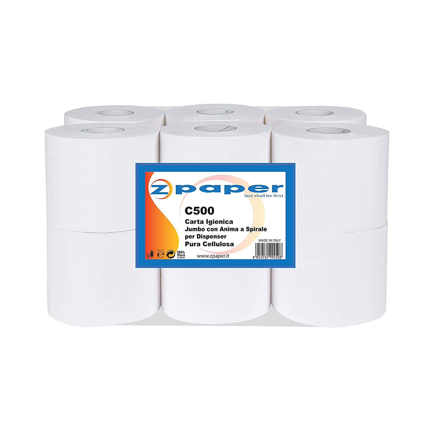 Zpaper C500 carta igienica jumbo 12 rotoli pura cellulosa