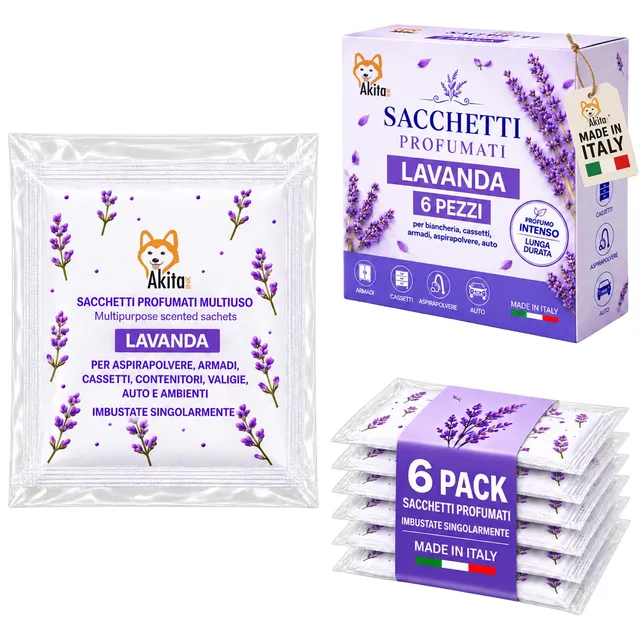 Akitaink Sacchetti Profumati Lavanda 6 Pezzi per Armadi