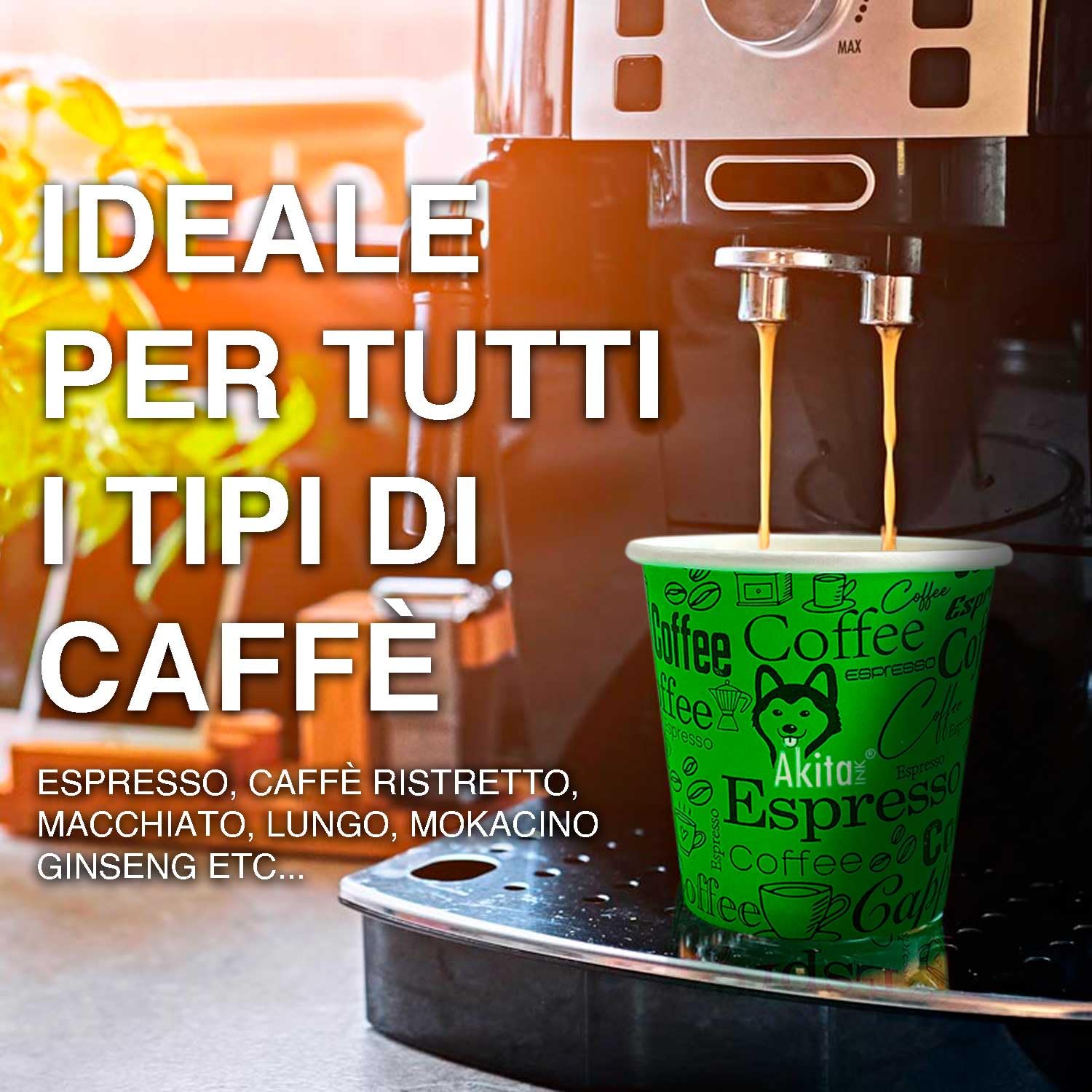 Akitaink Bicchierini Caffè Carta 75 ml 1000 Pezzi Monouso