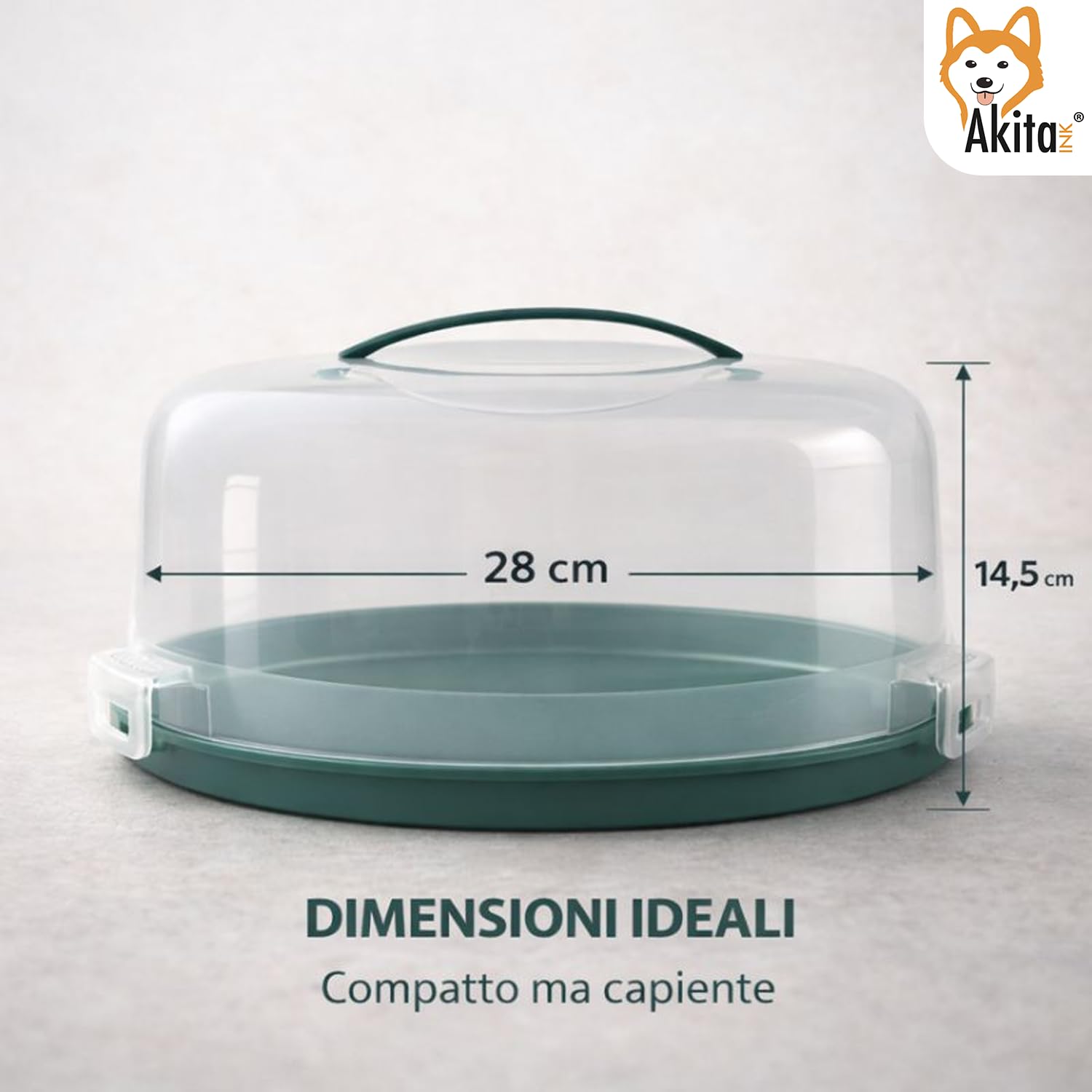 Akitaink porta torta con coperchio verde 28 cm