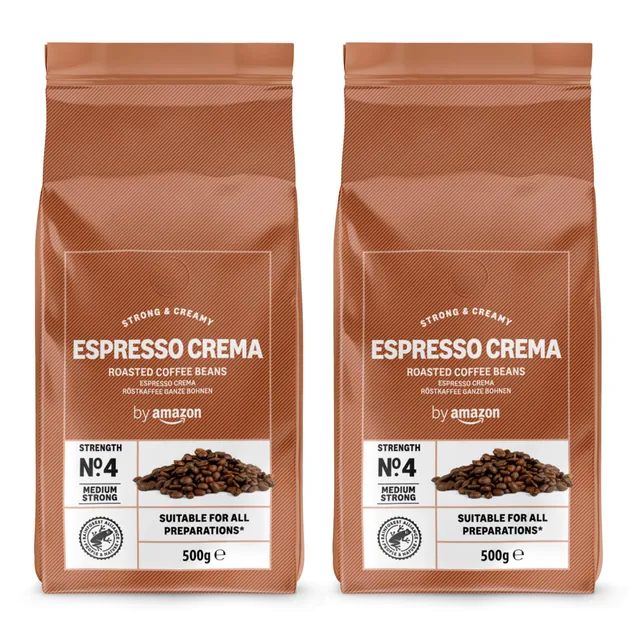 by Amazon Espresso Crema caffè in grani 2x500g tostatura chiara