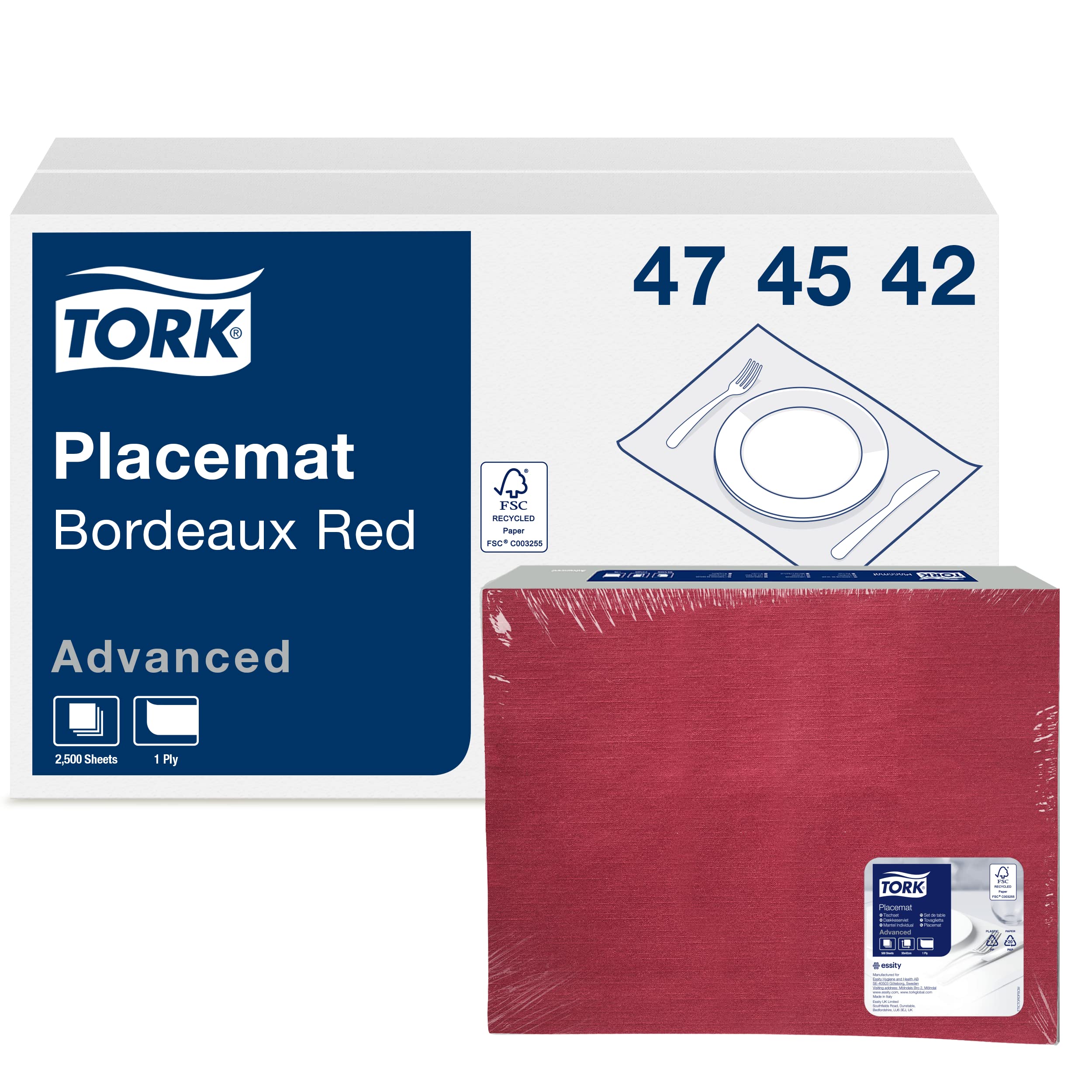 Tork Advanced 474542 tovagliette bordeaux 500 pz monovelo