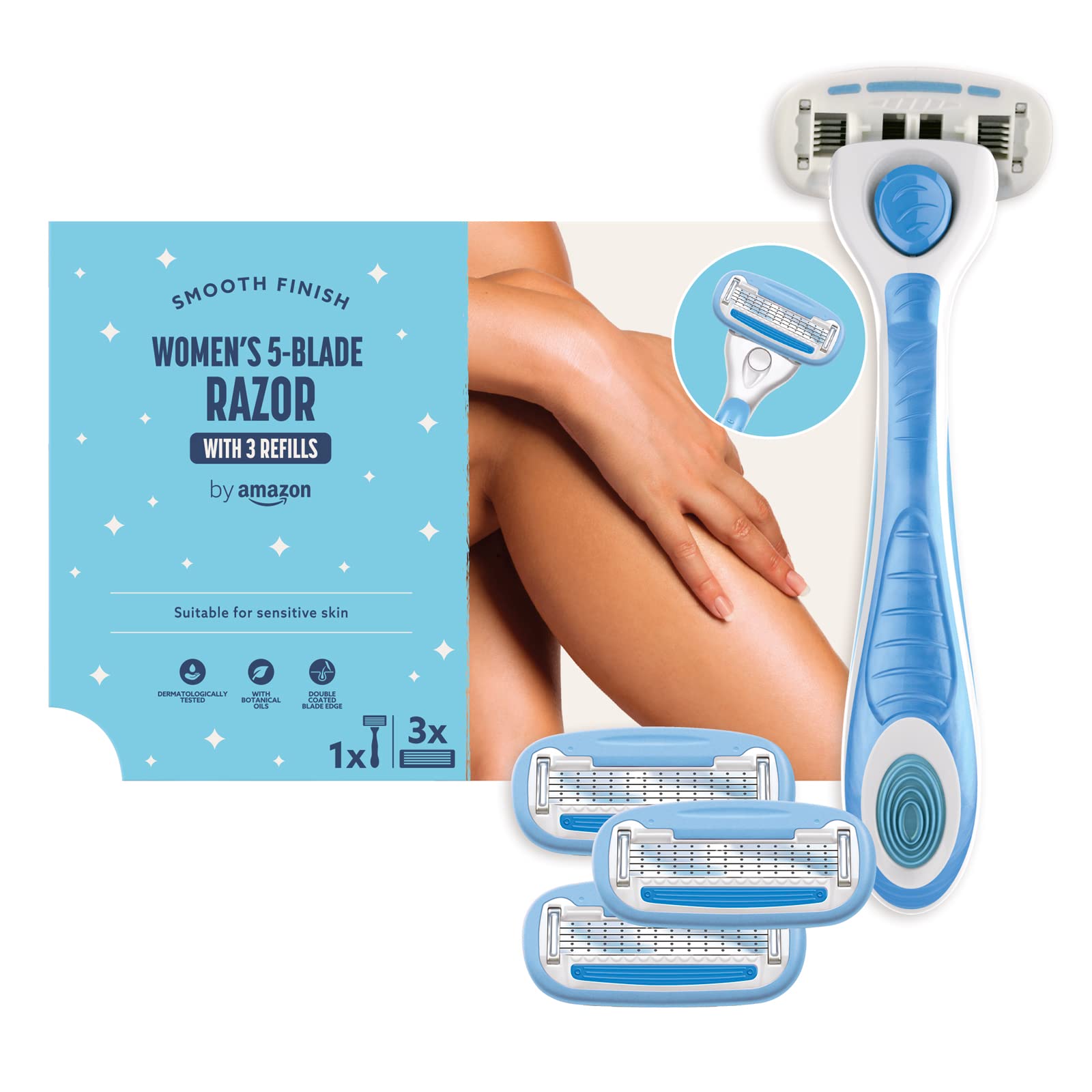 by Amazon Rasoio Donna 5 Lame + 7 Ricariche per pelli sensibili