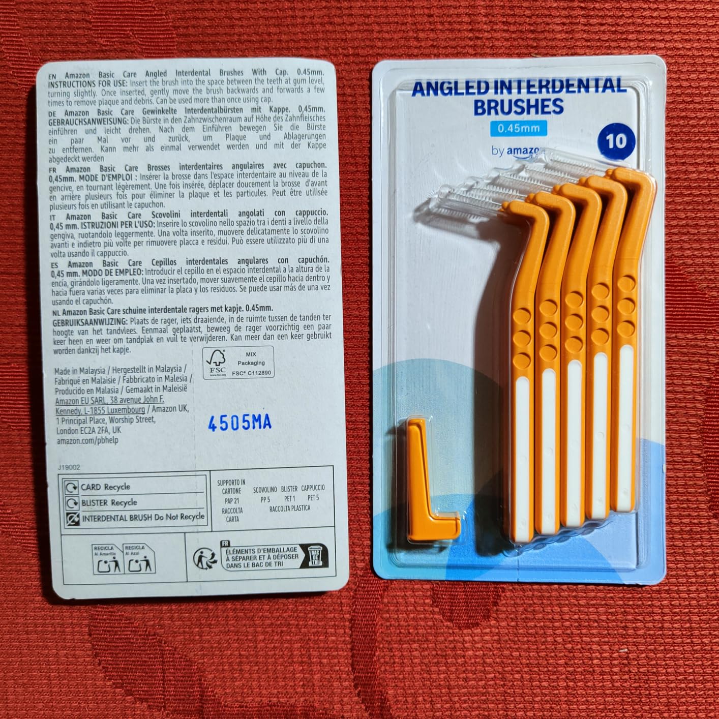 by Amazon Basic Care Scovolini Interdentali 0,45 mm 20 Pezzi Arancione