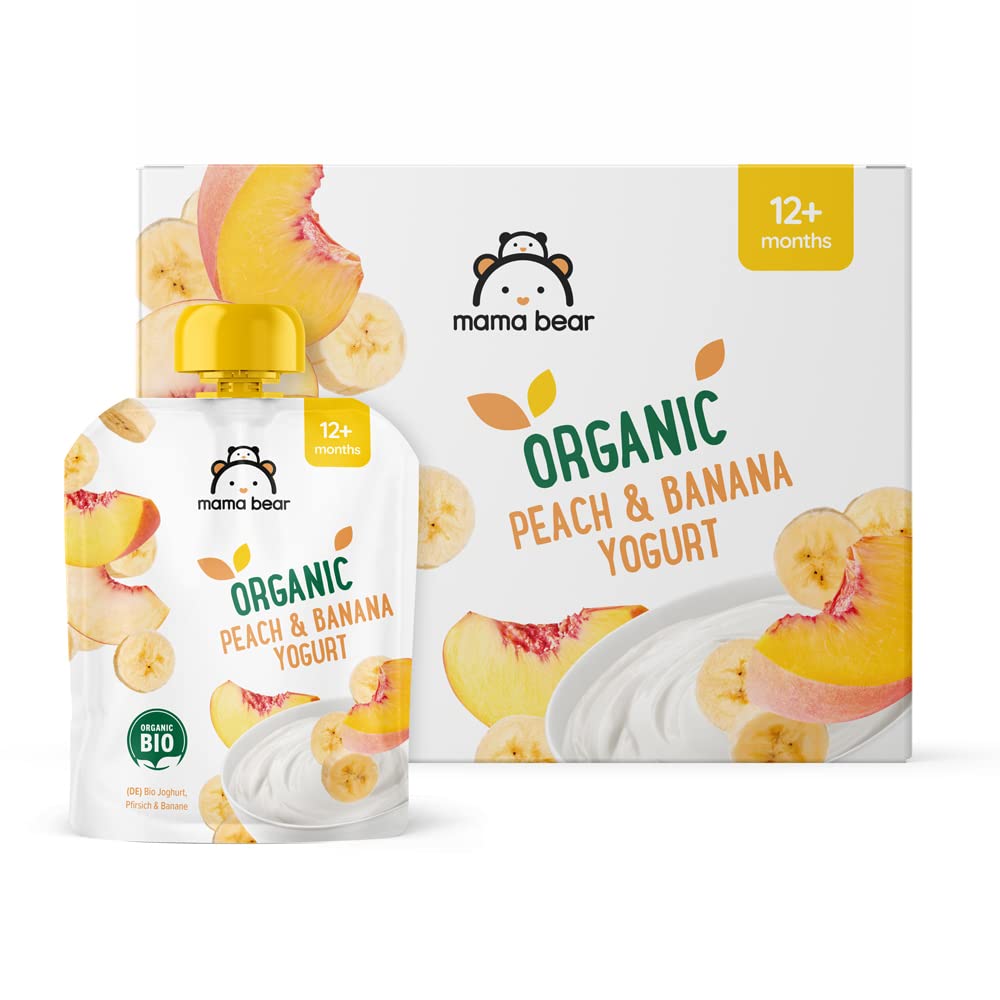 Mama Bear yogurt bio pesca banana 6 pouch x 90 g vegetariano