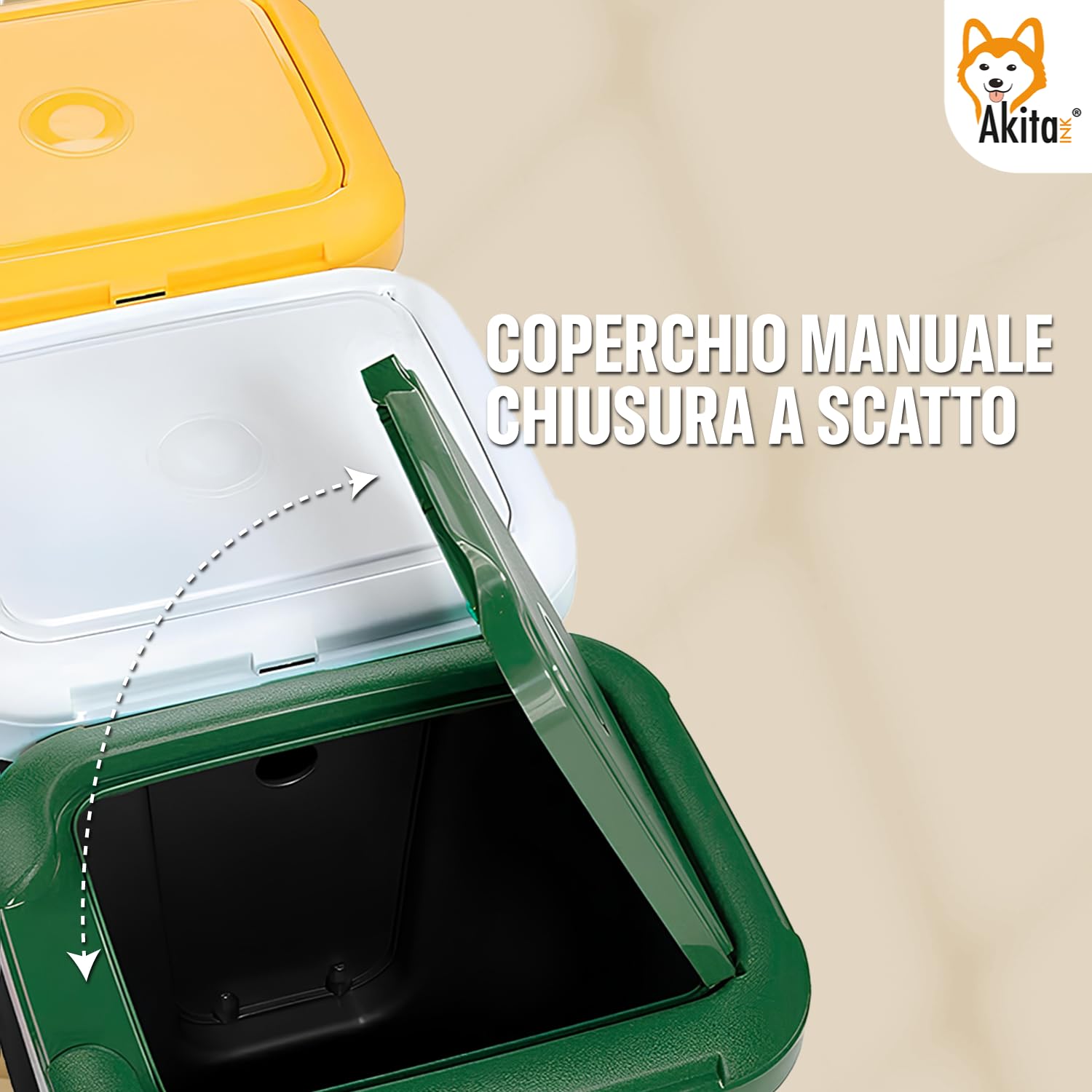 Akitaink AkiRock pattumiera 3 scomparti 75L set 3x25L