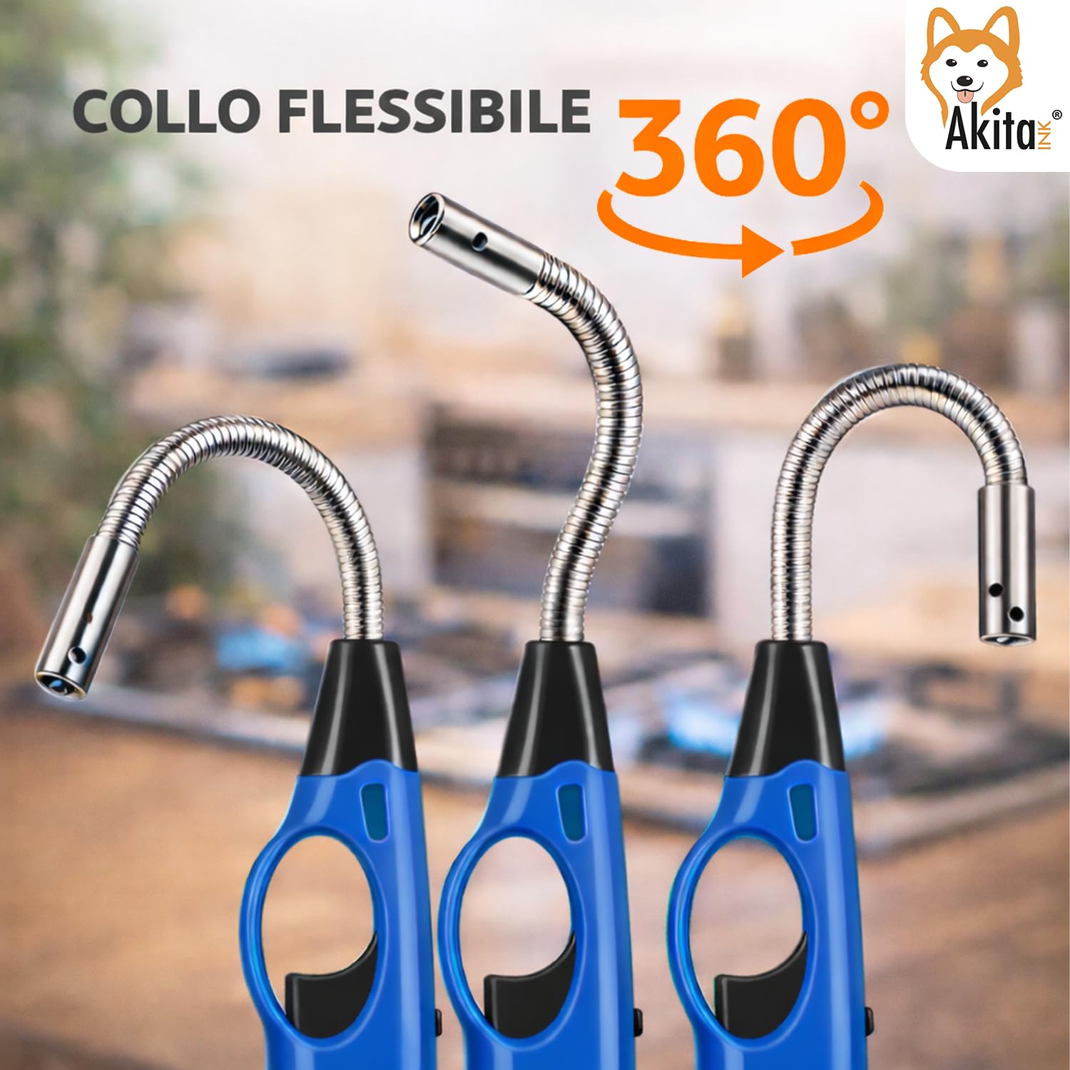 Akitaink Accendigas Lunghi Flessibili Set 5 pezzi Cucina