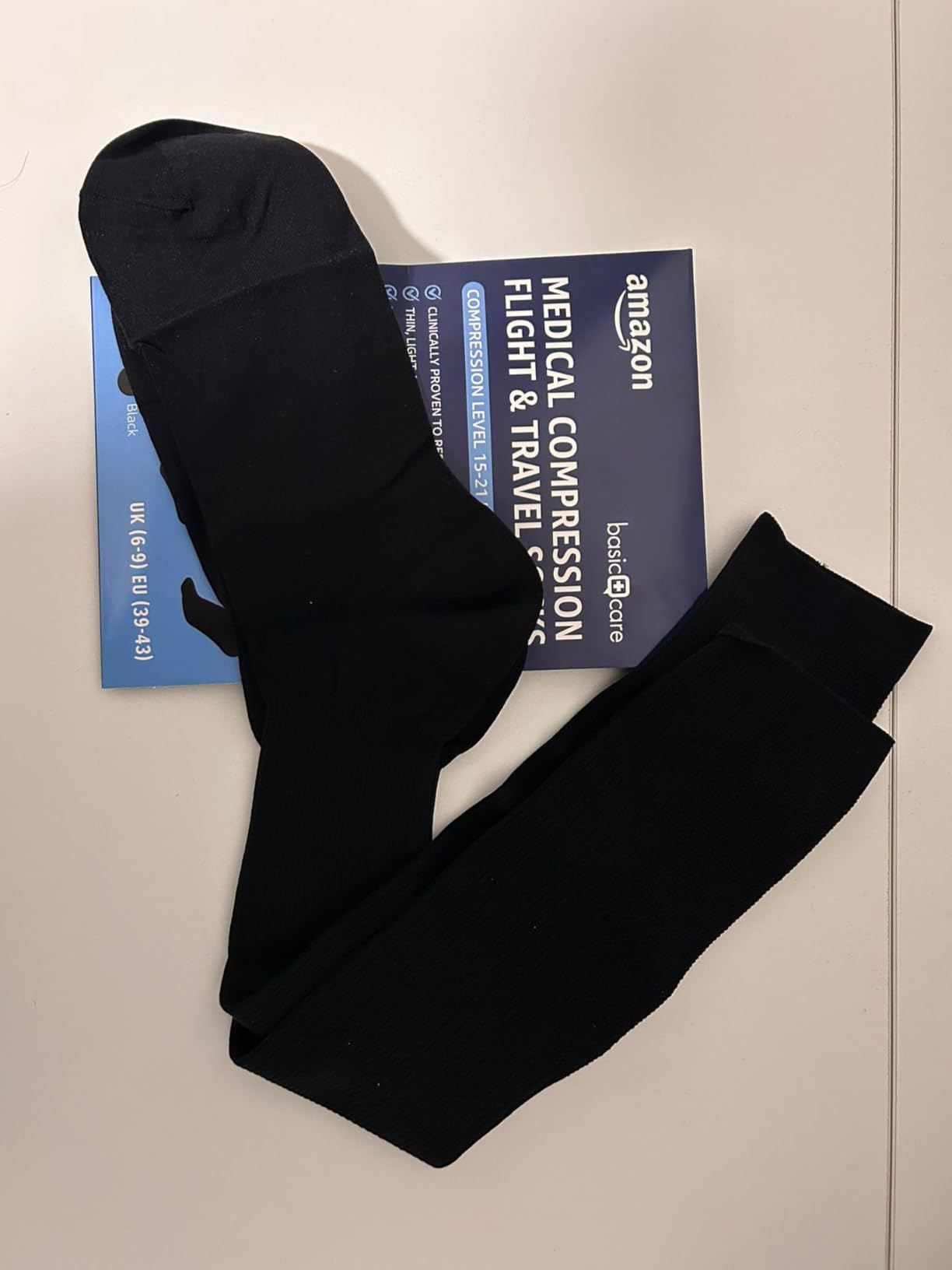 by Amazon Healthcare Calzini a Compressione Viaggio M/L 39-43