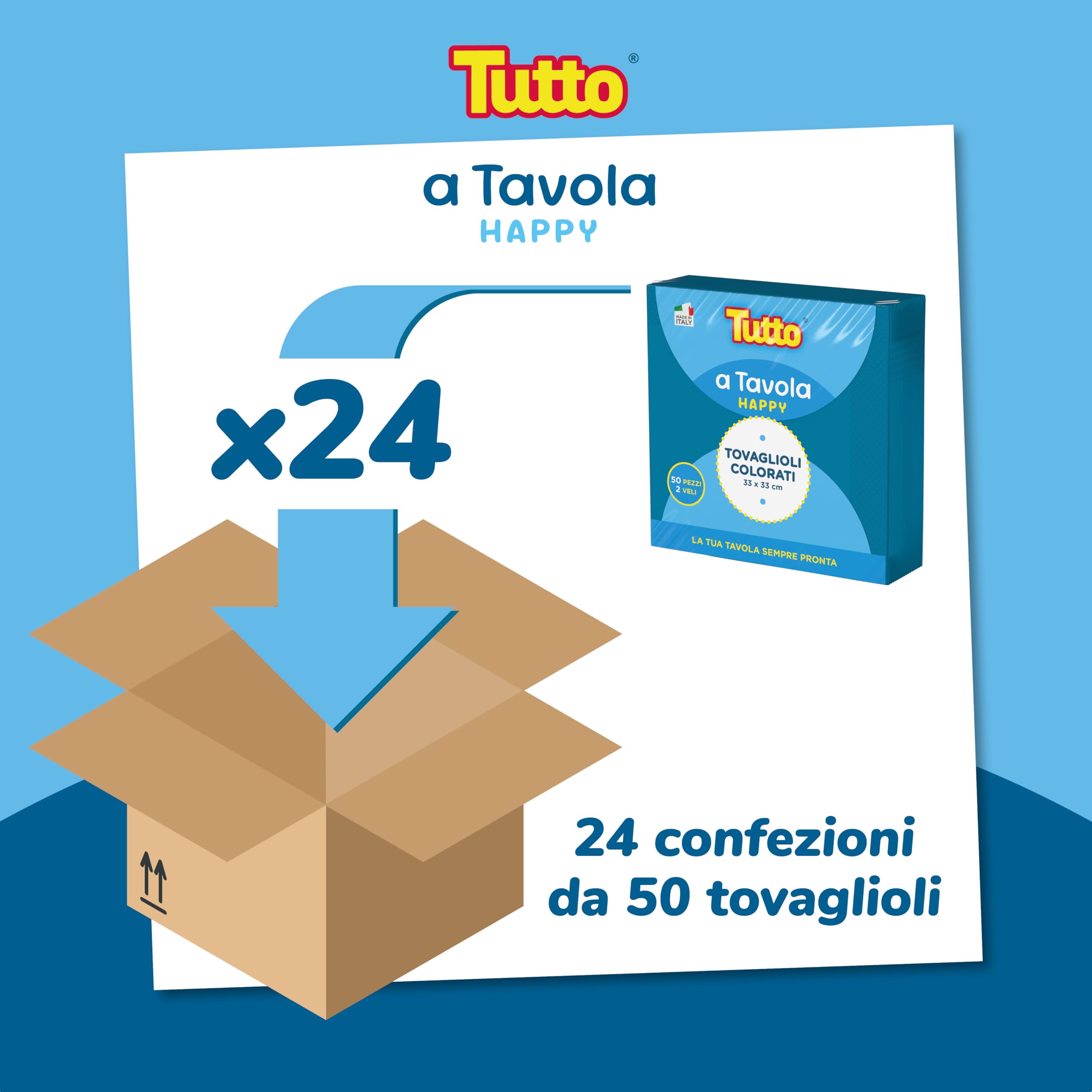 Tutto a Tavola Happy tovaglioli turchesi 2 veli 24x50