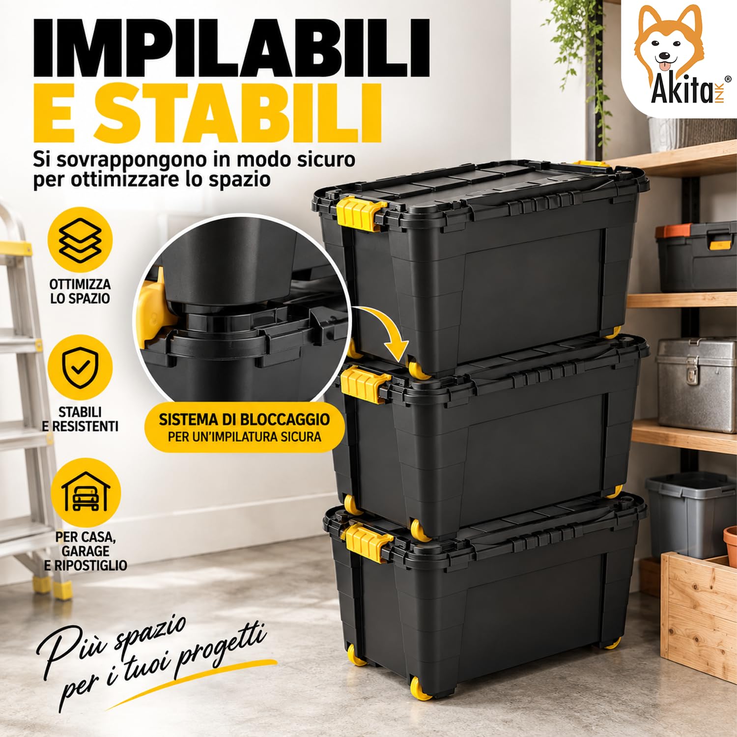 Akitaink Magic4Up box contenitore 60 L nero 1 pezzo