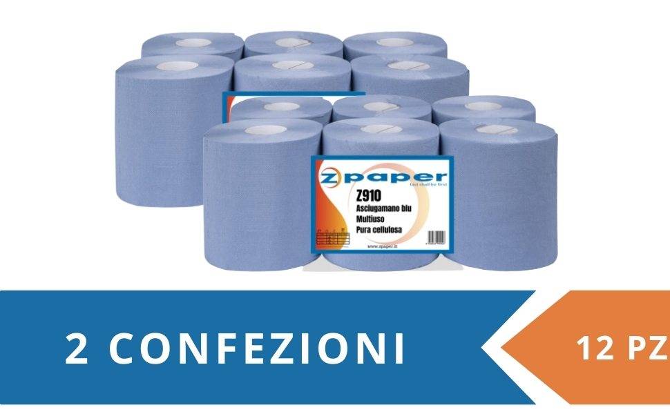 Zpaper Z910 asciugamani blu 12 rotoli 2 veli