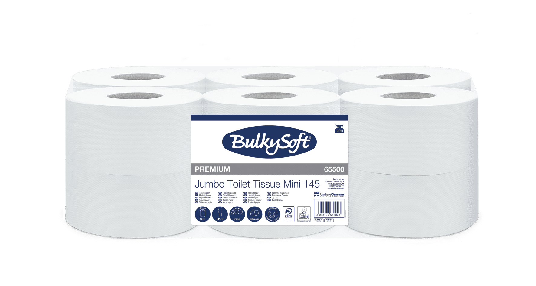 Bulkysoft Premium Jumbo Mini 145 carta igienica mini