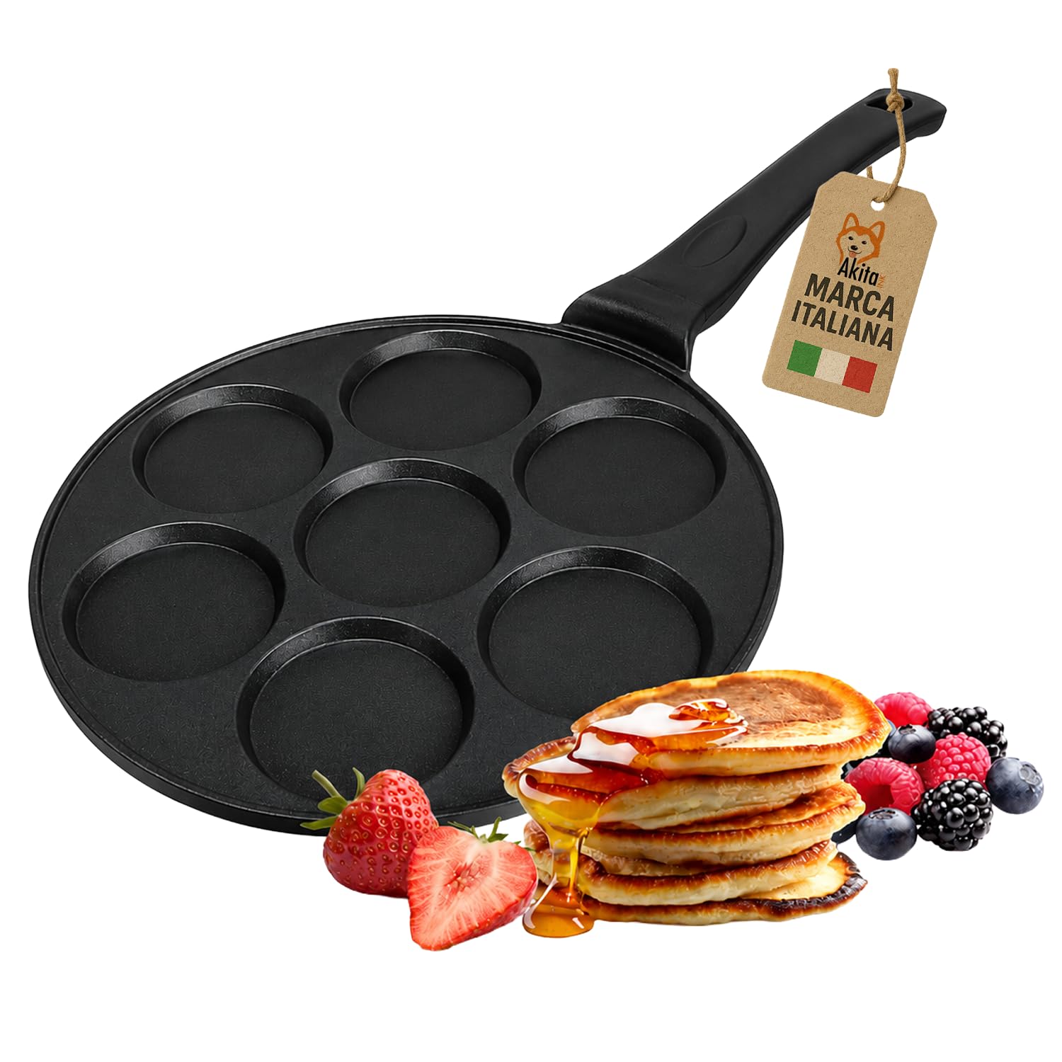 Akitaink Padella Mini Pancake 26 cm 7 Stampi Liscia