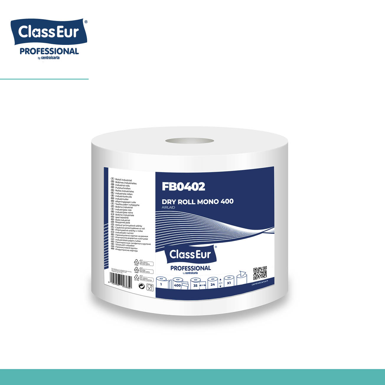 Centralcarta Dryroll Mono 400 Bobina Industriale 1 Rotolo