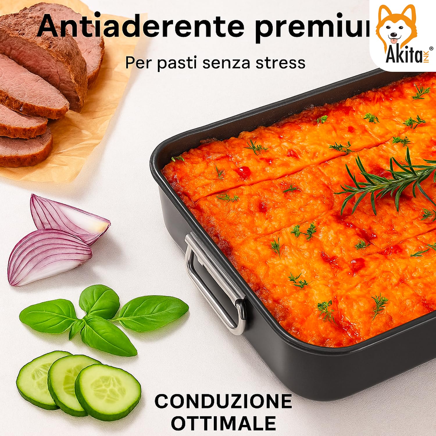 Akitaink Set 4 Teglie Antiaderenti 20-35 cm acciaio