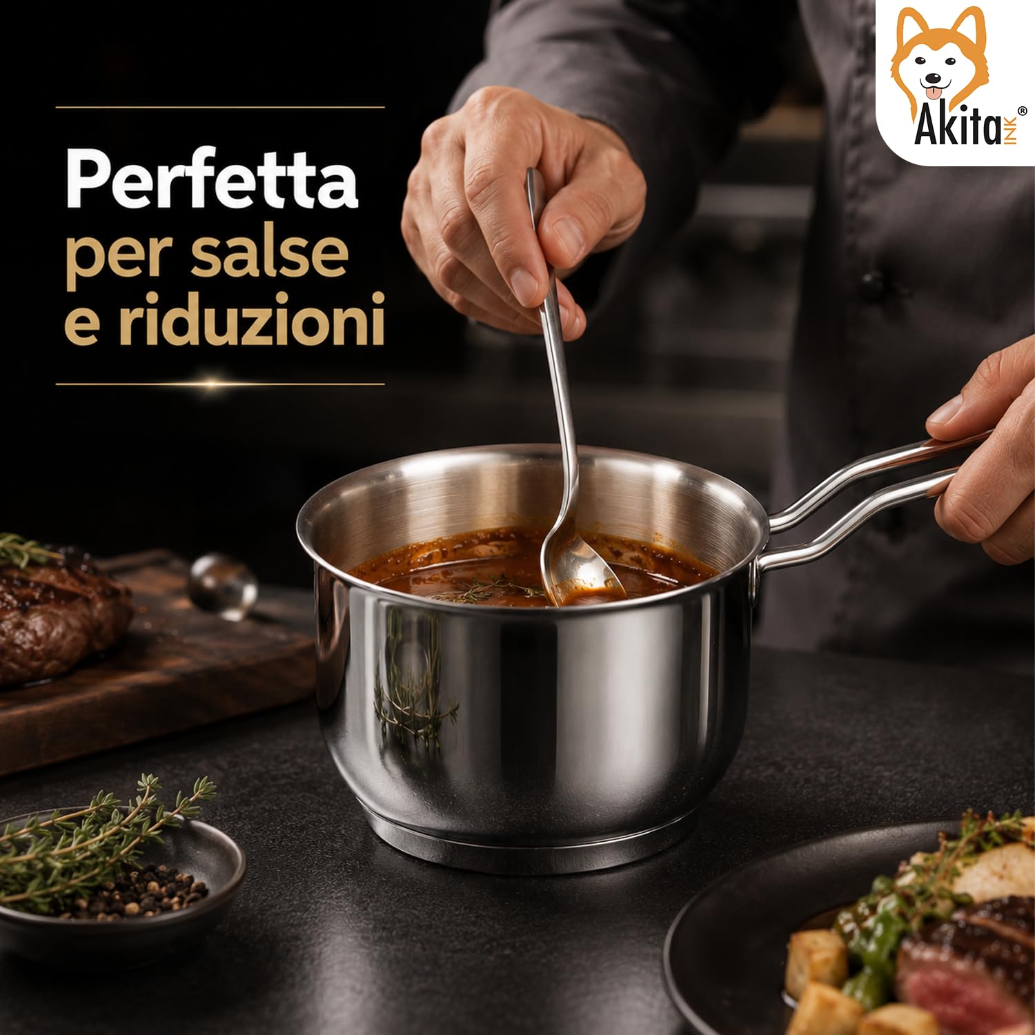 Akitaink Casseruola Conica 12 cm Bollilatte Acciaio Inox