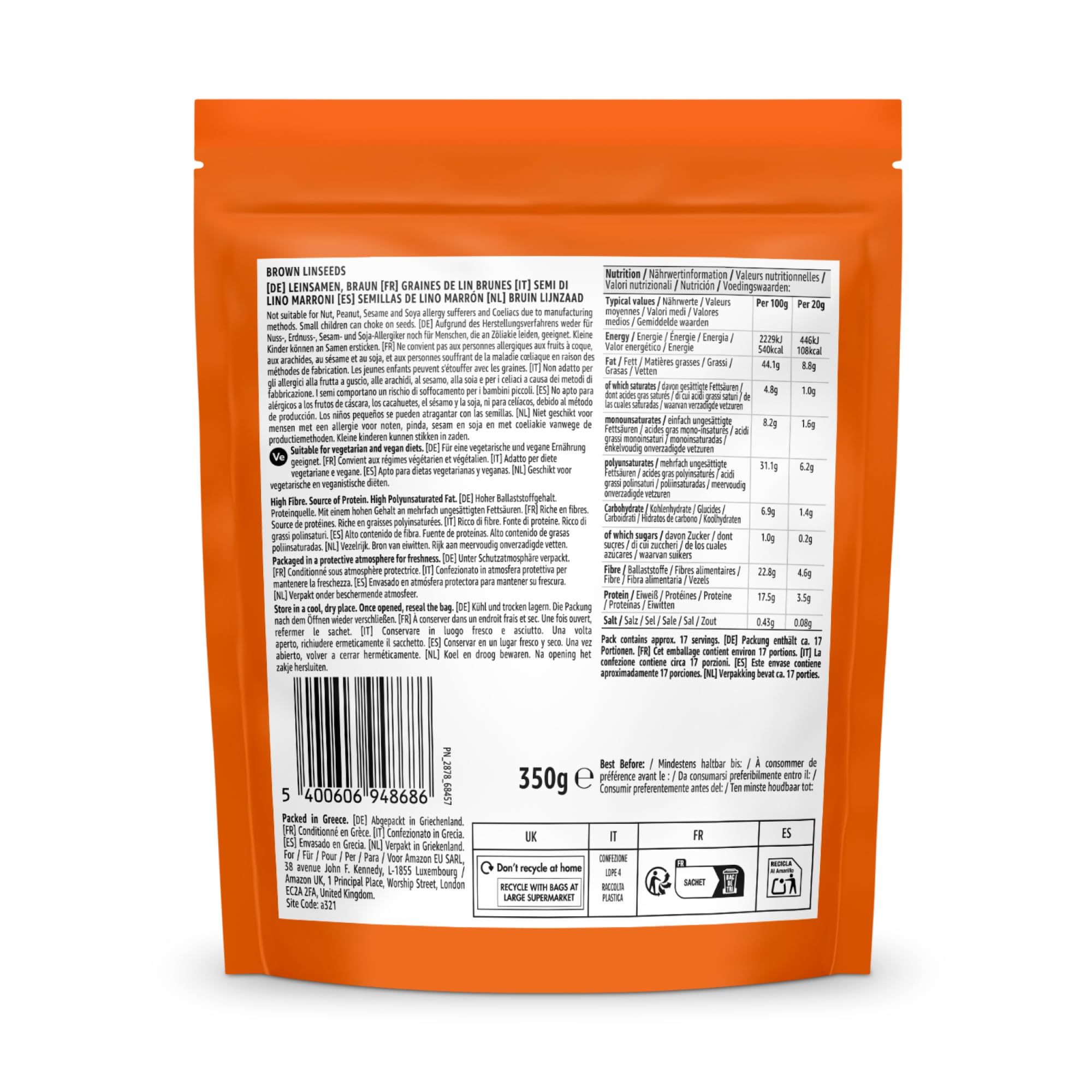 by Amazon semi di lino 350g ricchi di fibre