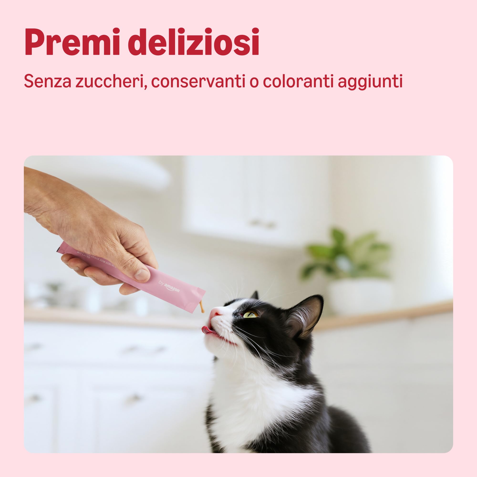 by Amazon Snack leccabile gatti salmone 5x15g cremoso