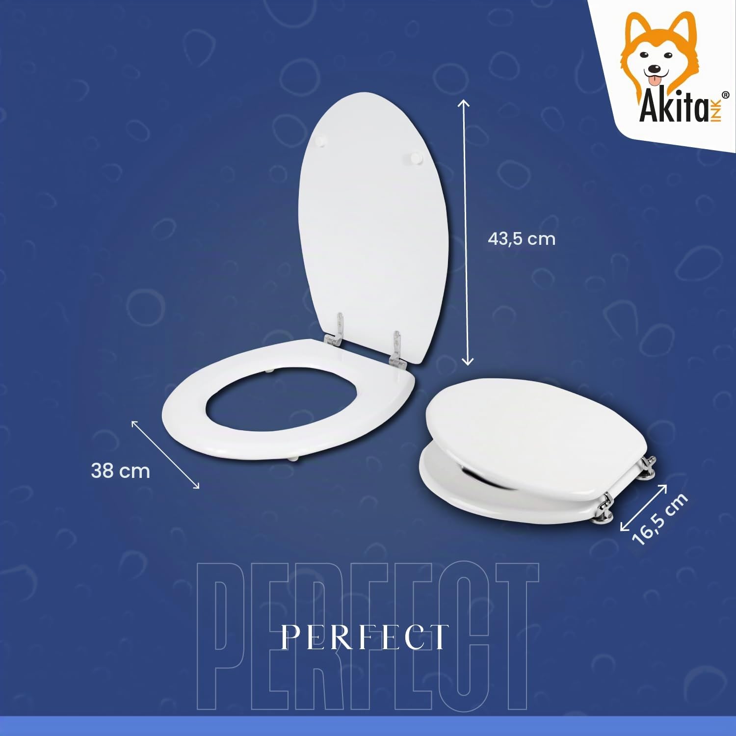 Akitaink copriwater universale legno MDF bianco