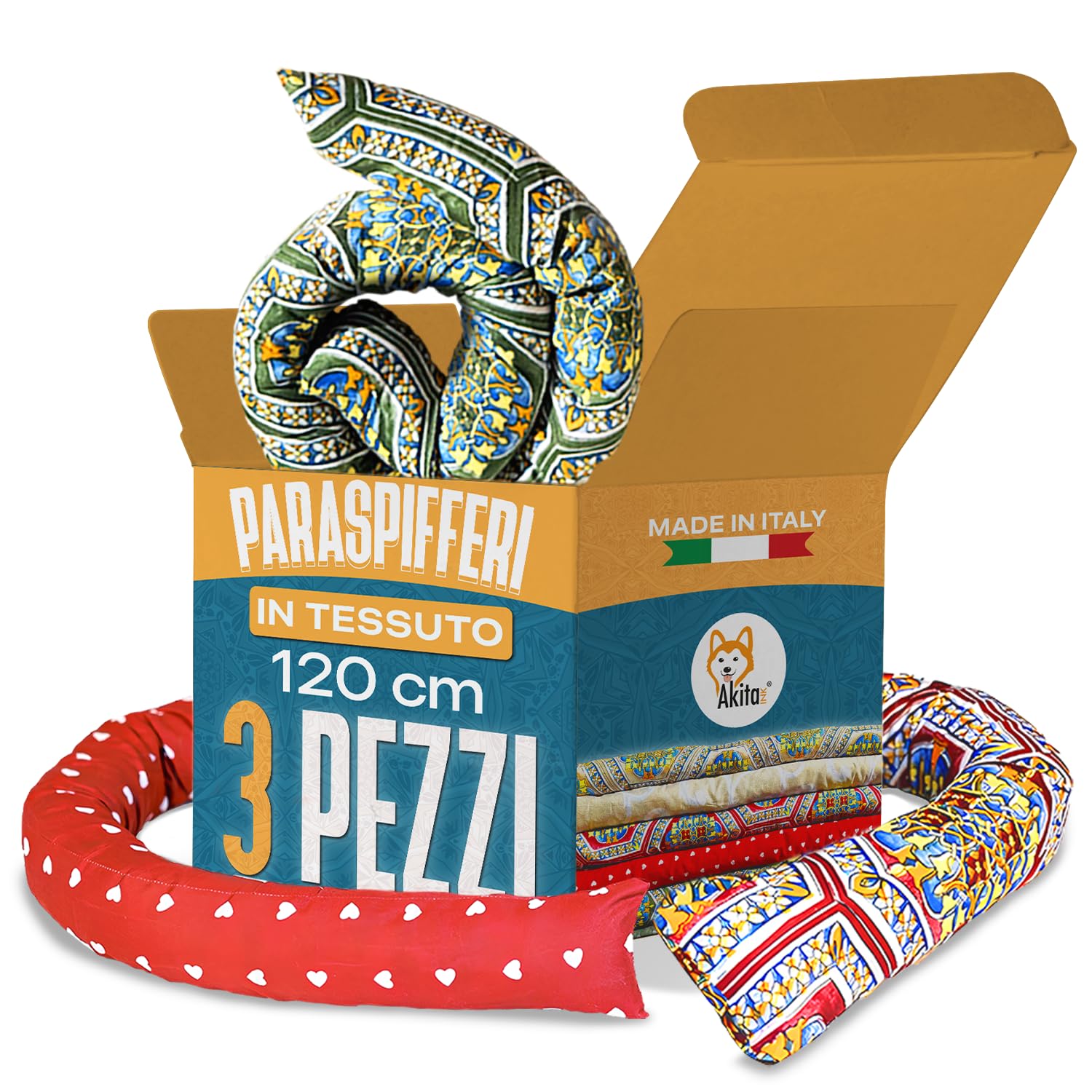 Akitaink Paraspifferi Cotone 120 cm Set 3 Pezzi Multicolore