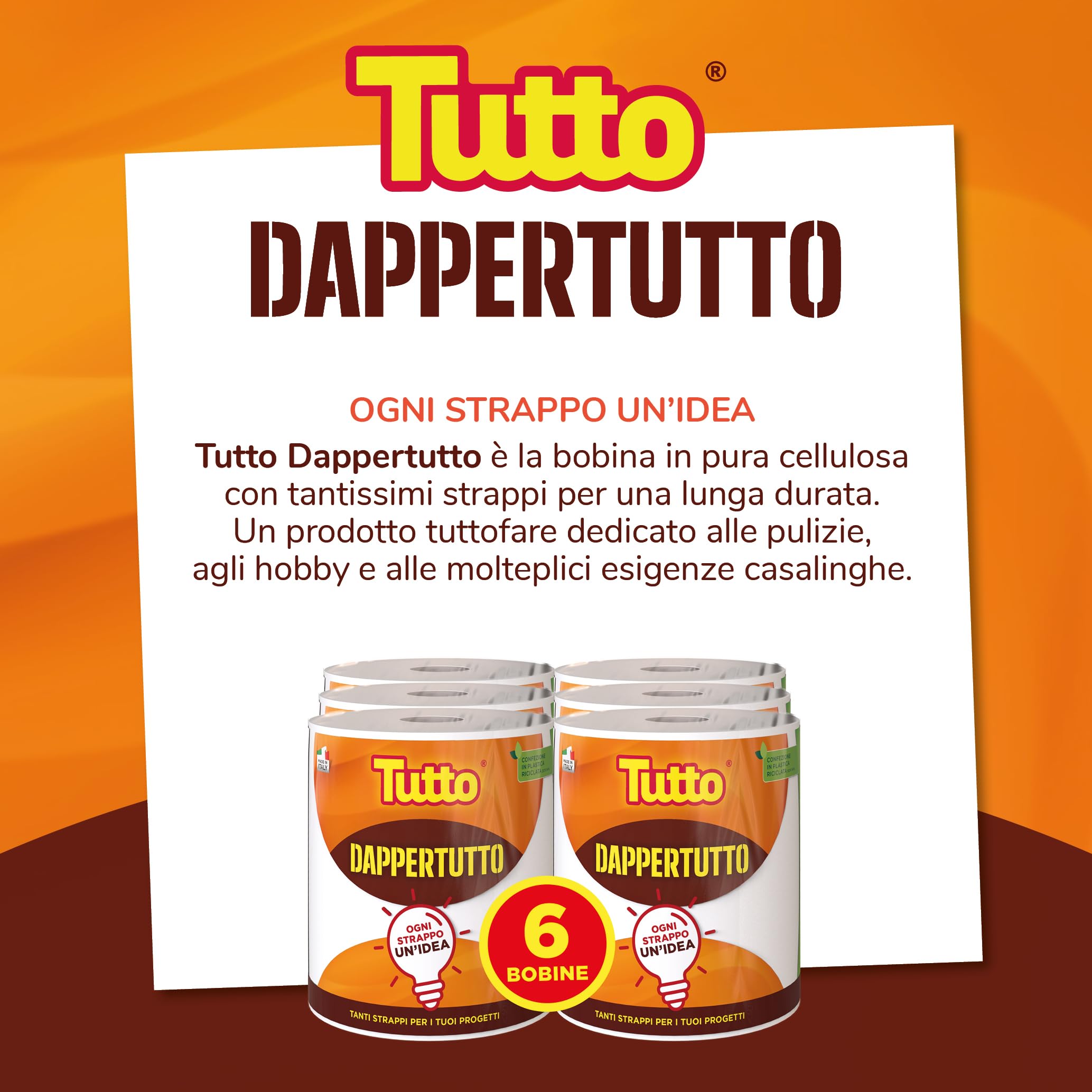 Tutto Dappertutto carta multiuso 2 veli 6 bobine x 400 strappi assorbente