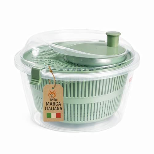 Akitaink Centrifuga Insalata Manuale 4,4 L Verde Trasparente
