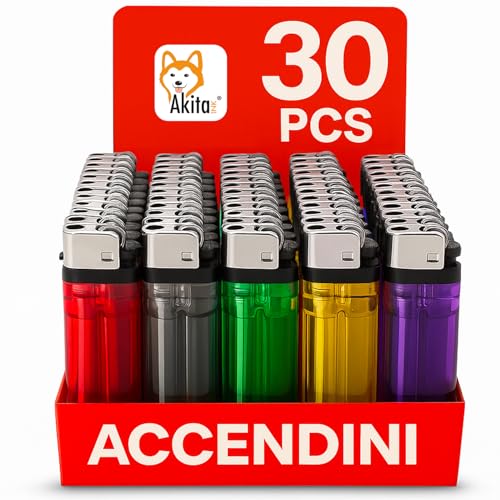 Akitaink accendini pietrina usa e getta colorati 30 pezzi