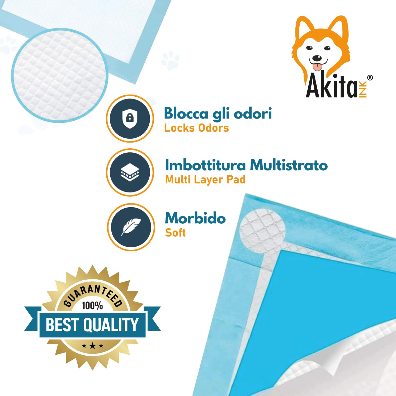 Akitaink Traverse Animali Super Assorbenti 60x60 cm 120 pz