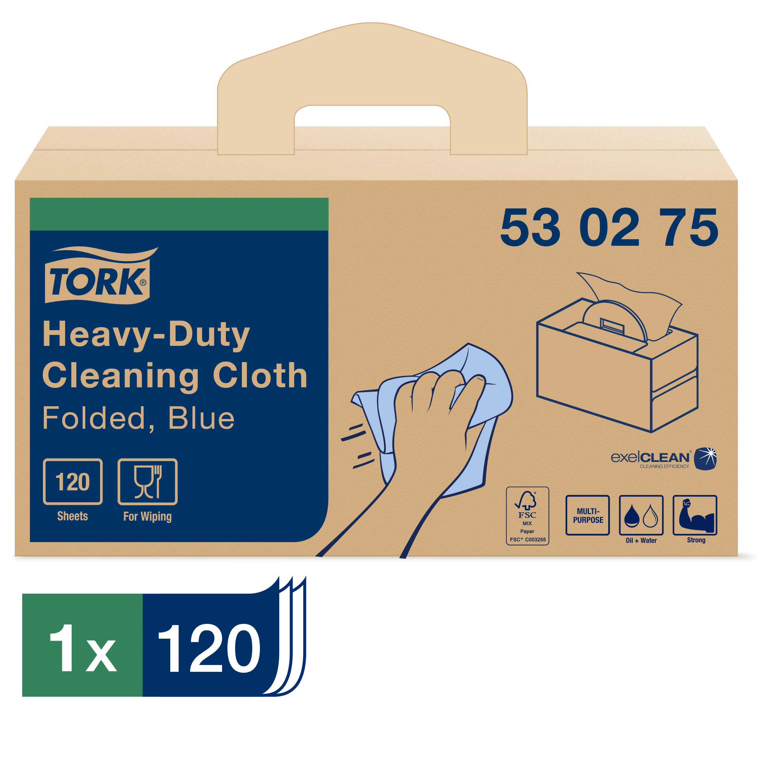 Tork 530275 Panno Pulizia Ultraresistente Blu 120 Panni