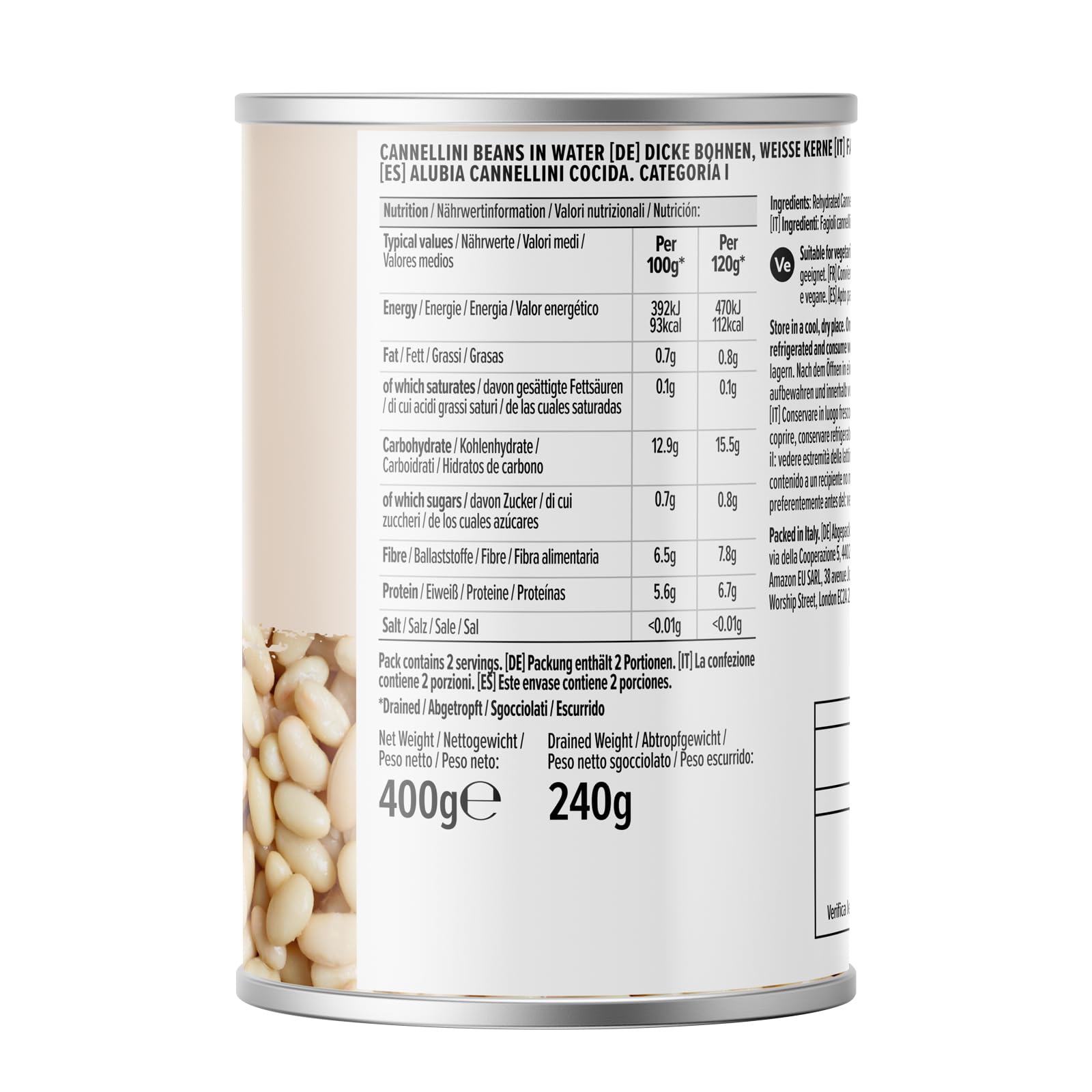 by Amazon Fagioli Cannellini in Acqua 400g vegani