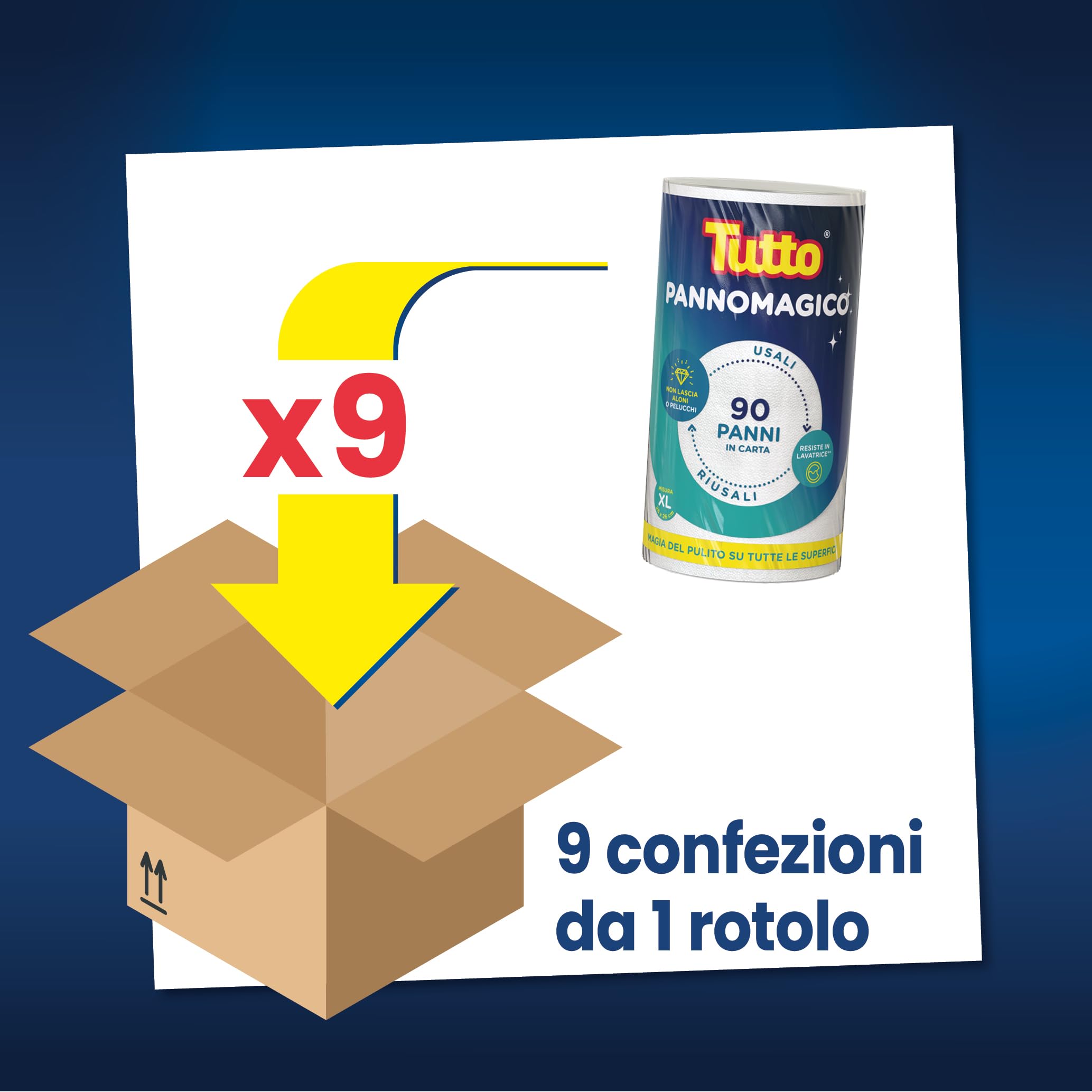 Tutto Pannomagico panni assorbenti 9 rotoli da 90 strappi airlaid