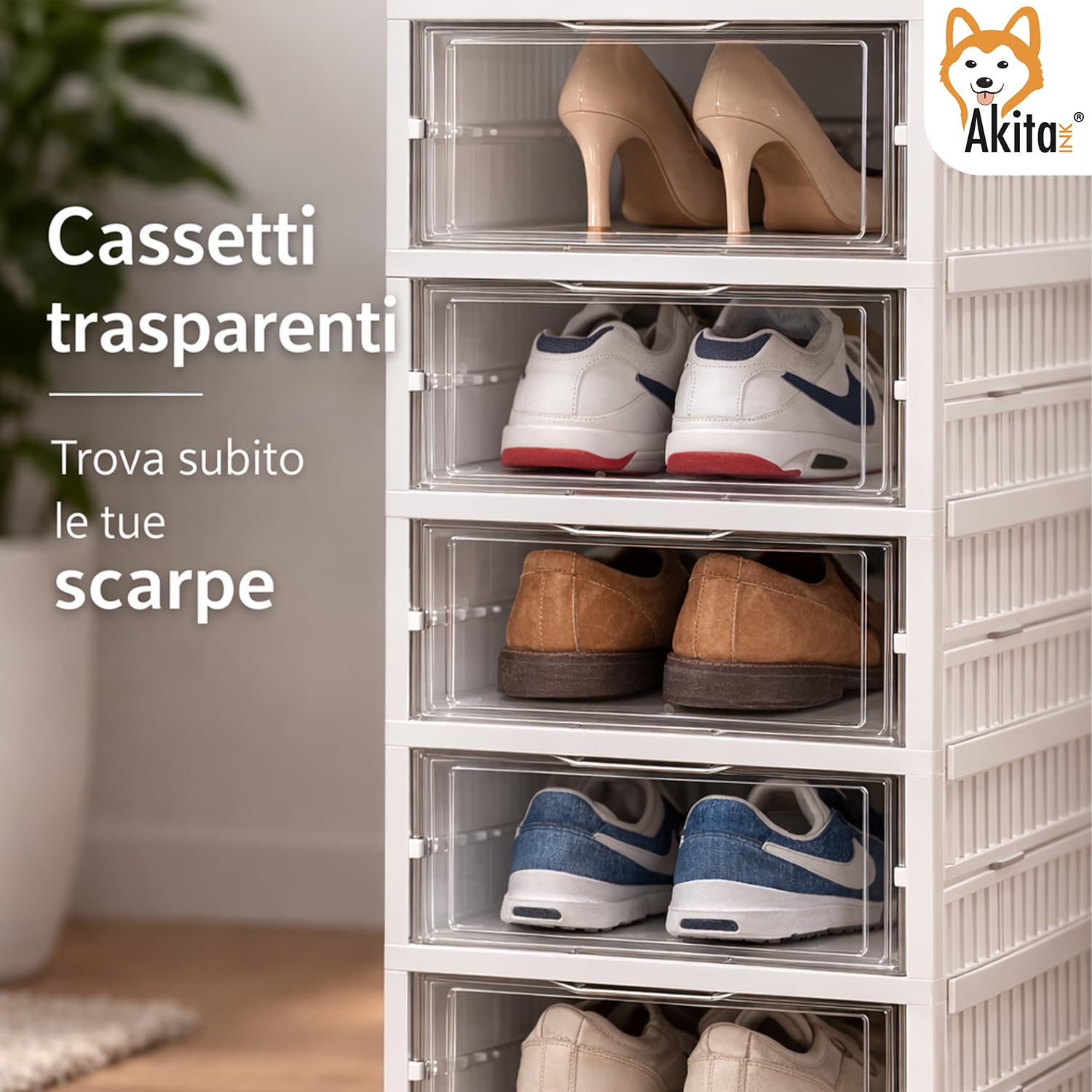 Akitaink Scarpiera Pieghevole 6 Box Salvaspazio