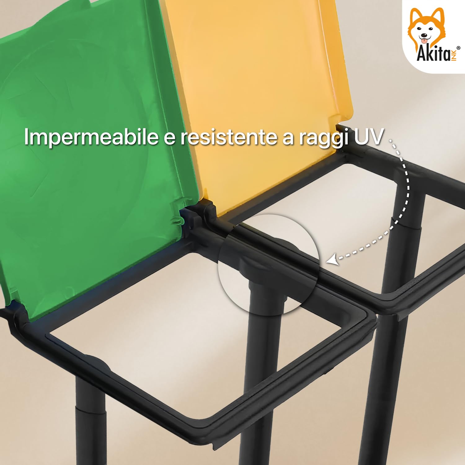 Akitaink portasacchi 2 scomparti 220 L con portarotolo