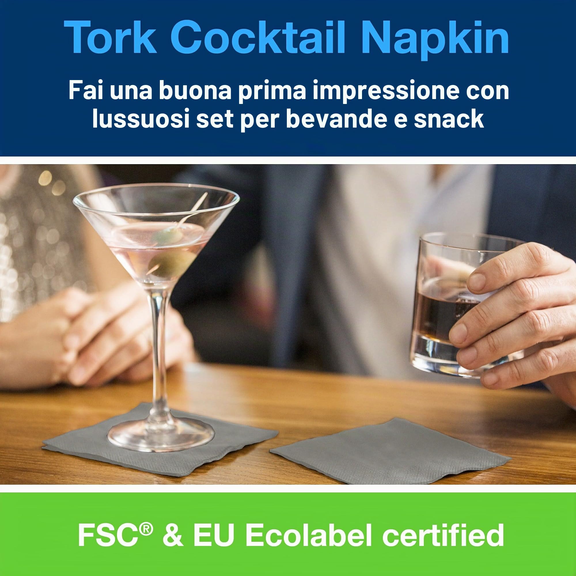 Tork Cocktail Advanced 477832 tovaglioli carta grigi 12x200 pz