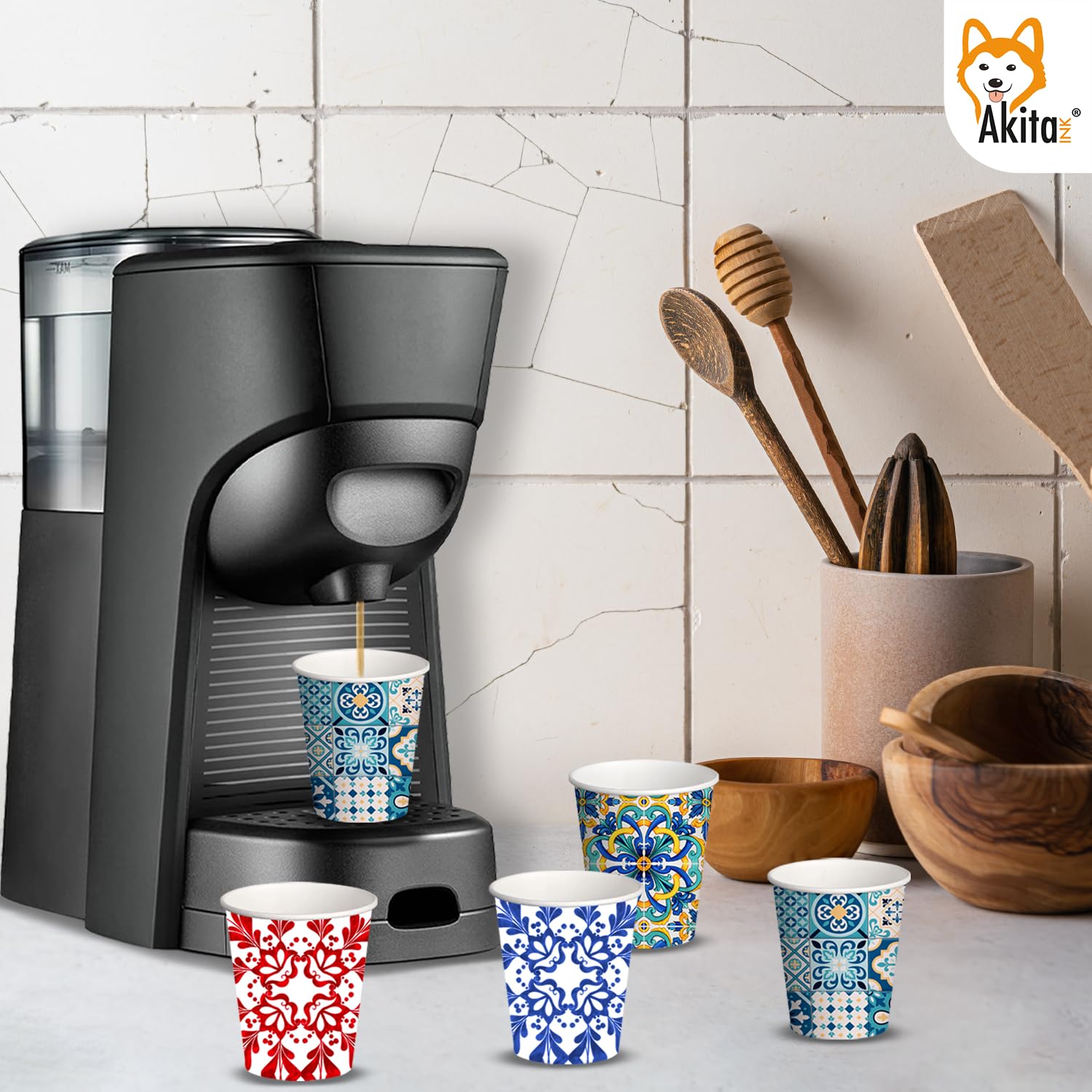Akitaink Maiolika bicchieri caffè carta 75 ml 1000 pezzi