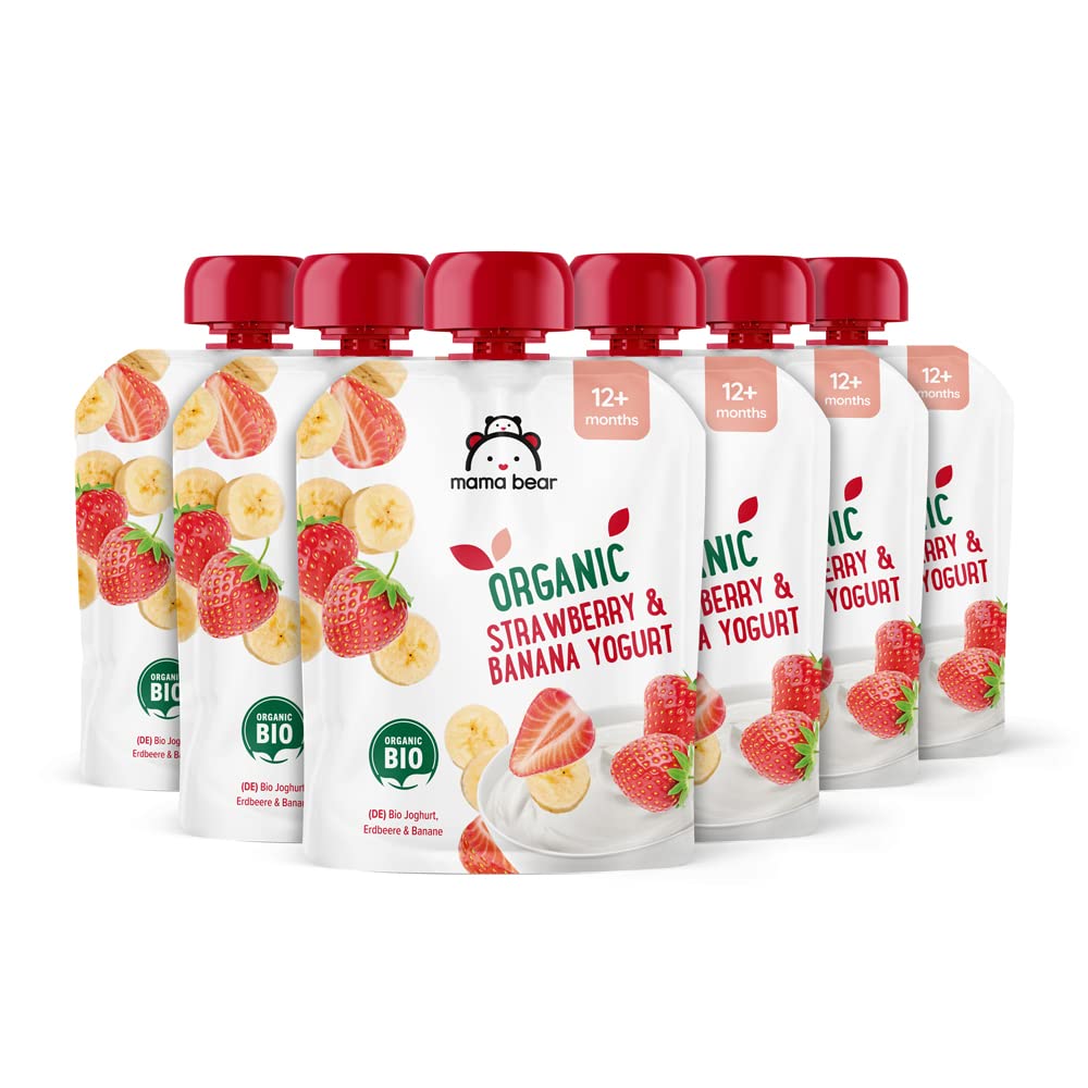 Mama Bear yogurt bio pesca banana 6 pouch x 90 g vegetariano