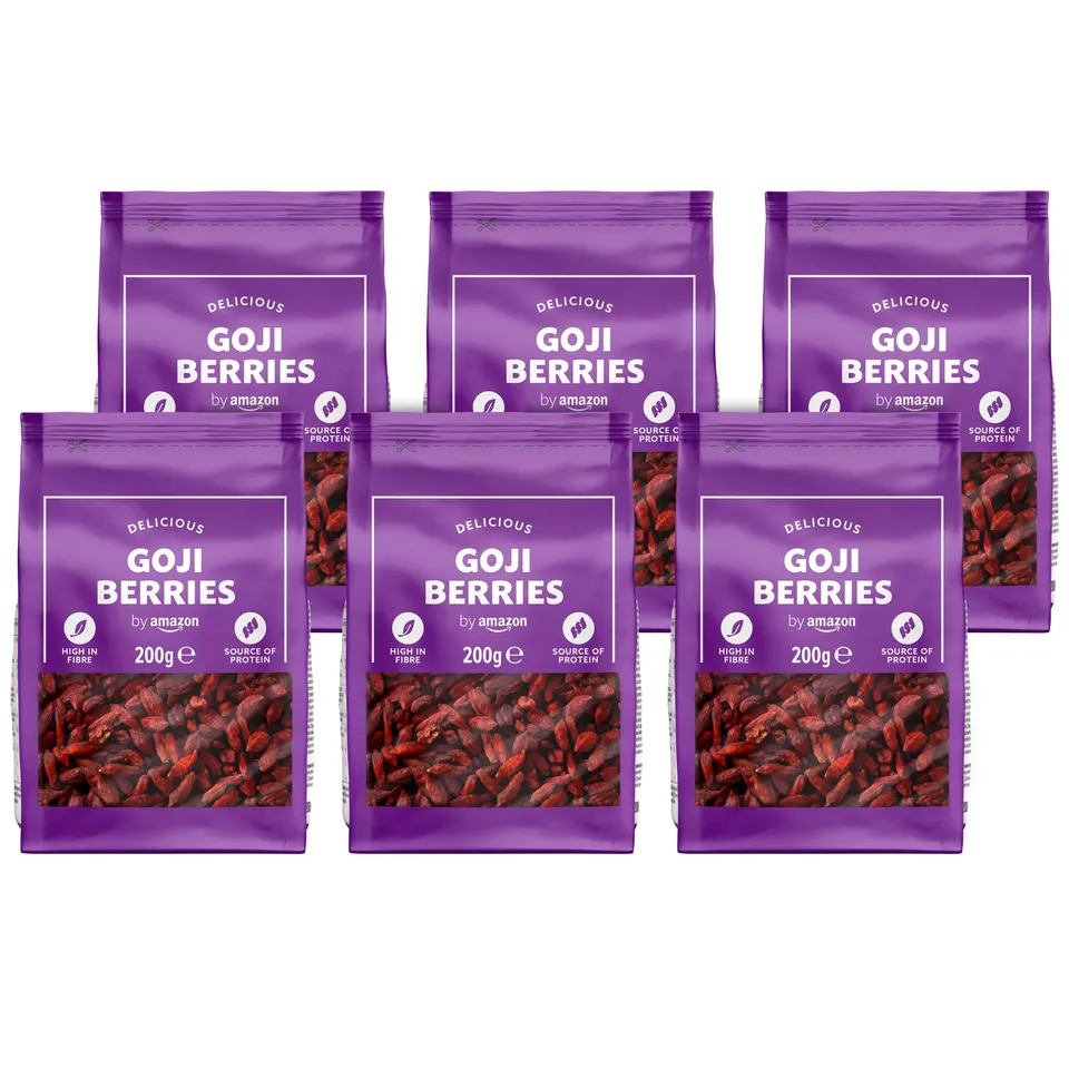 by Amazon Bacche di Goji Essiccate 6 x 200 g ricche di fibre