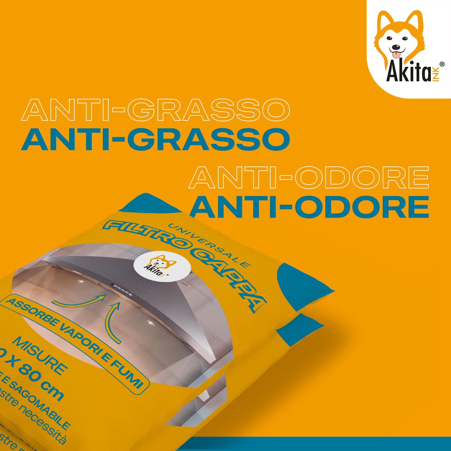 Akitaink filtro cappa cucina ritagliabile 40x80 cm 2 pezzi